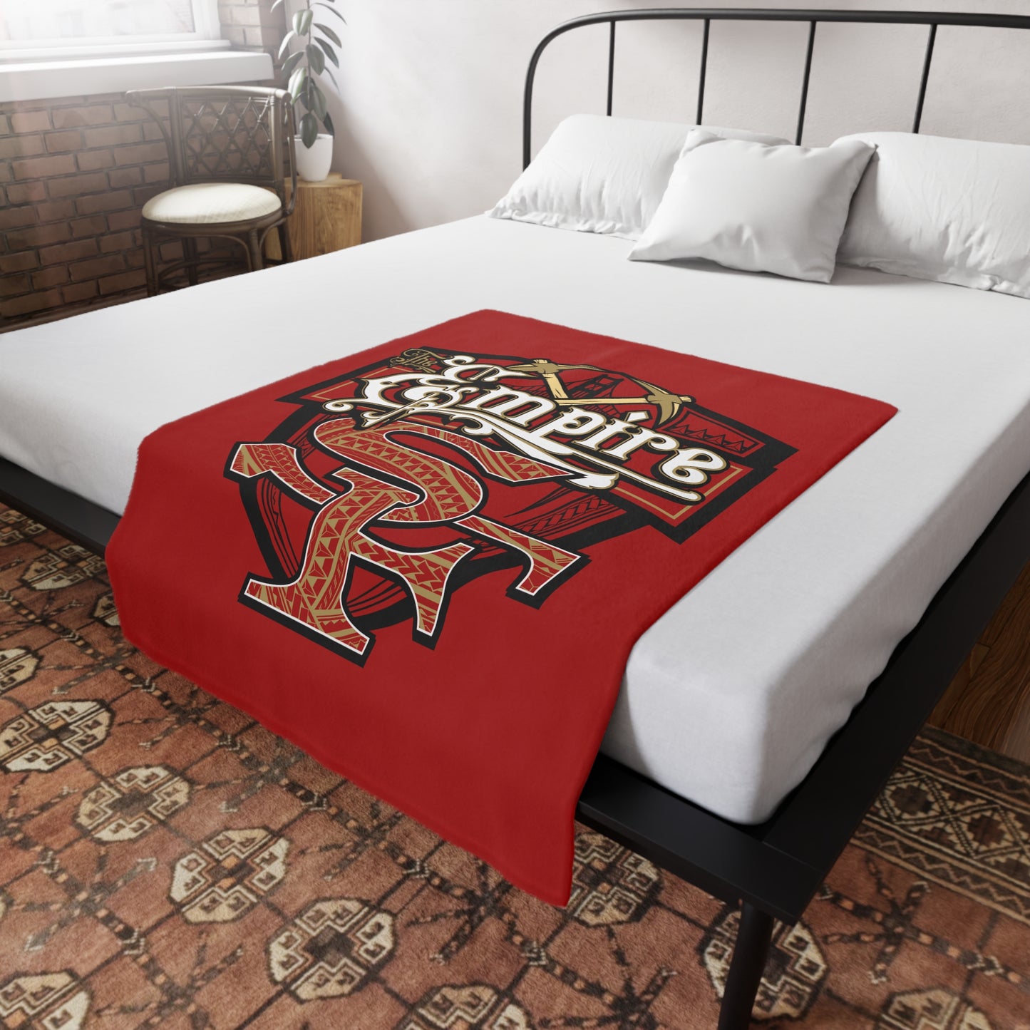 THE EMPIRE Plush Fleece Blanket, Red SF Custom Design Tribal Empire