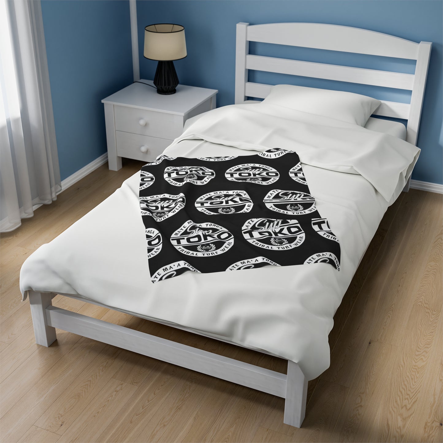 SUP TOKO TTW Velveteen Plush Blanket, Black Tribal Turf Wear Design