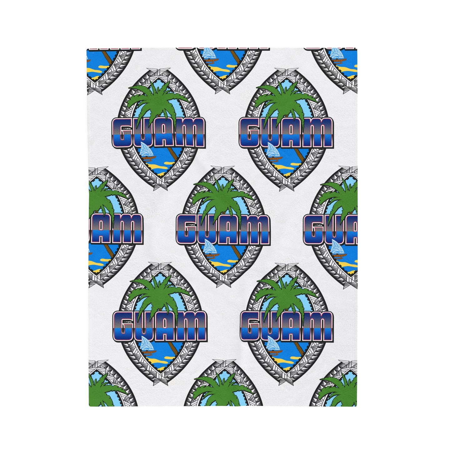 GUAM TRIBAL SEAL Velveteen Plush Blanket, White Custom Guam Seal