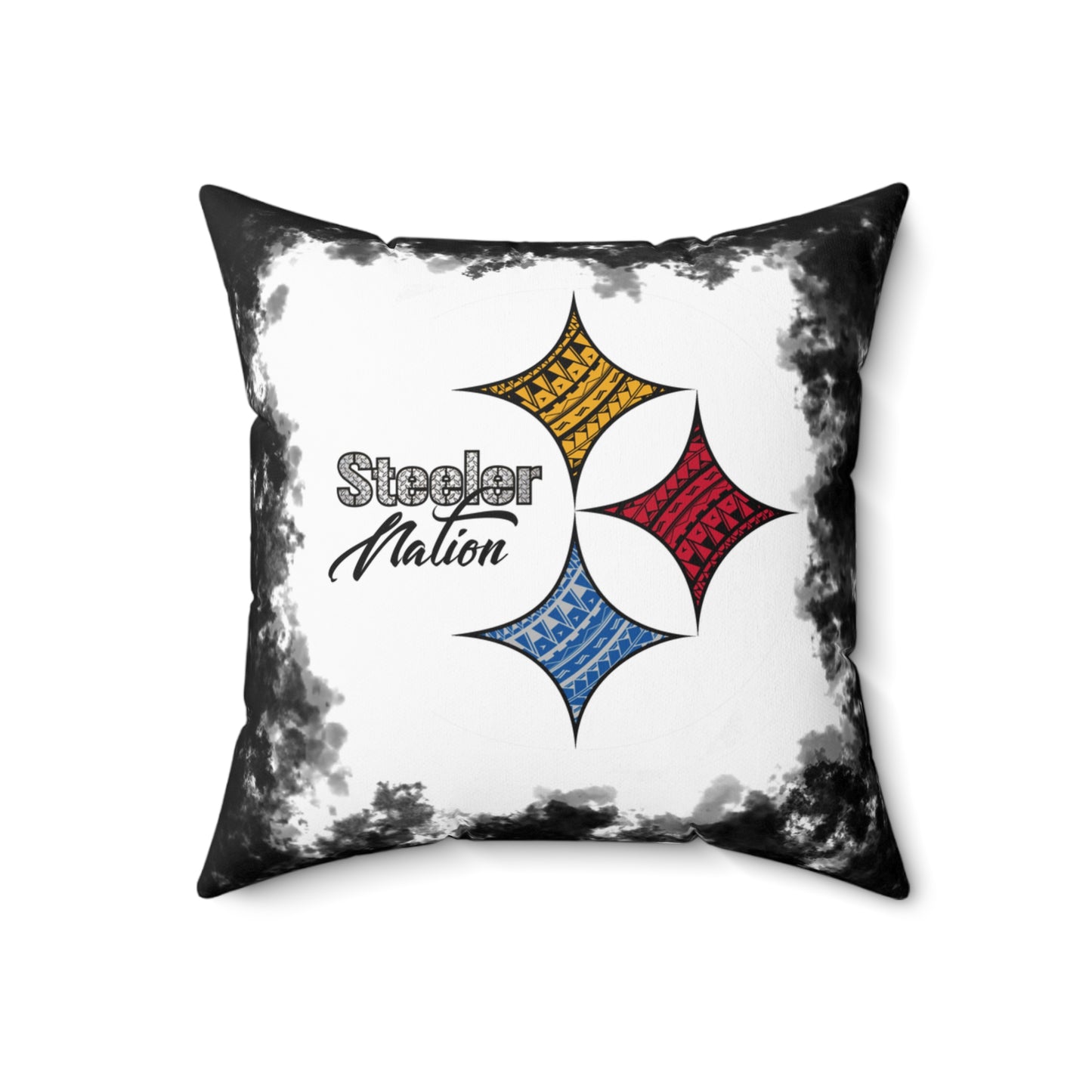 Steeler Nation Tribal Faux Suede Square Pillow Steelers Tribal Faux