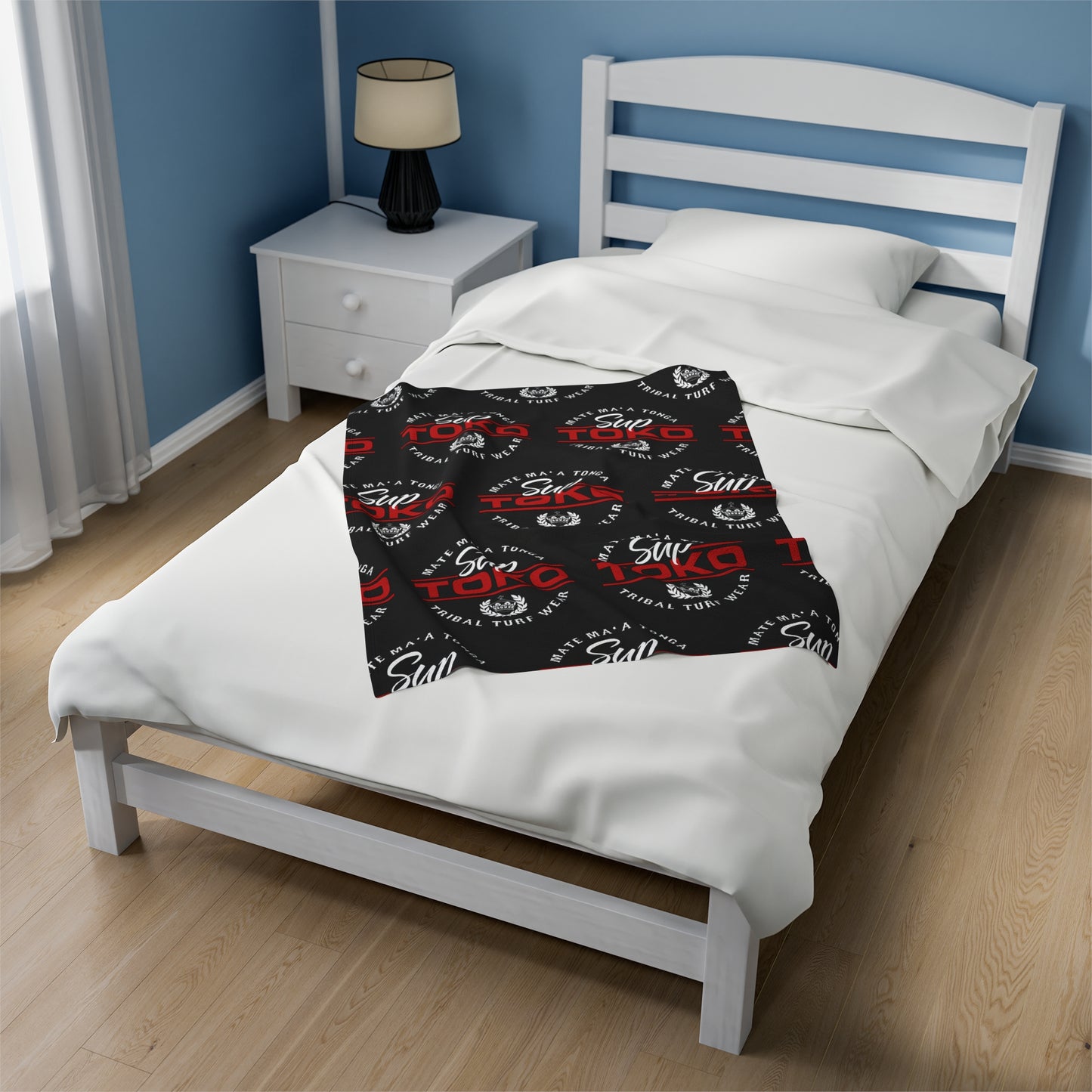 SUP TOKO TTW Velveteen Plush Blanket, Black Tribal Turf Wear Design