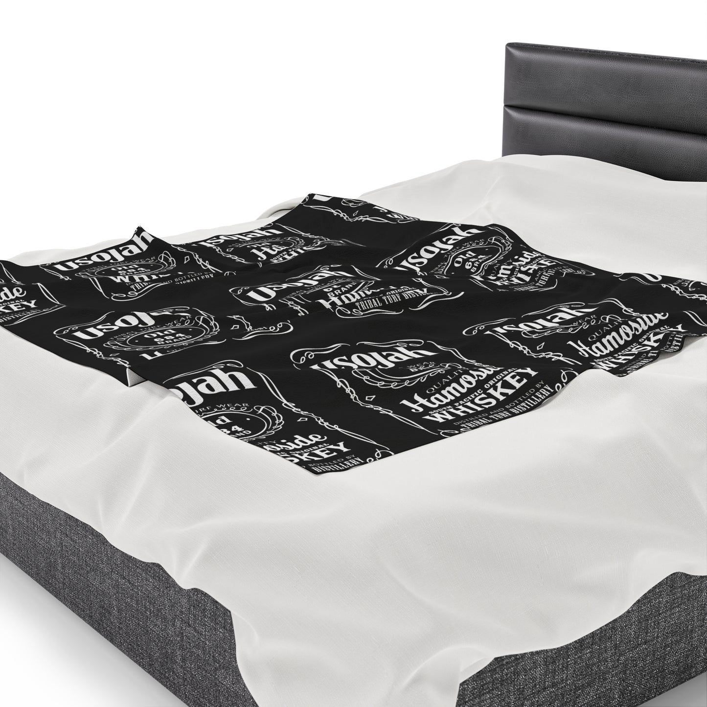 USOJAH OLD 684 Velveteen Plush Blanket, Black Samoa Whiskey