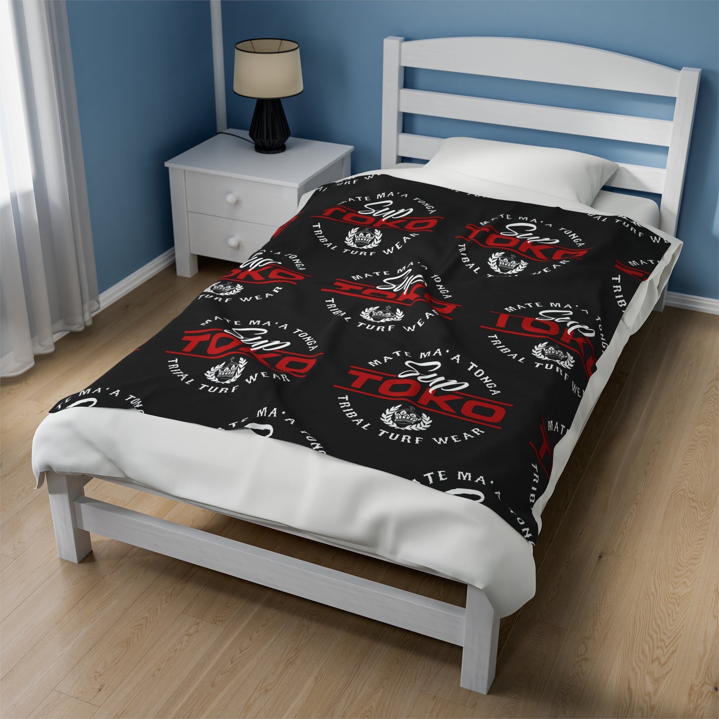 SUP TOKO TTW Velveteen Plush Blanket, Black Tribal Turf Wear Design