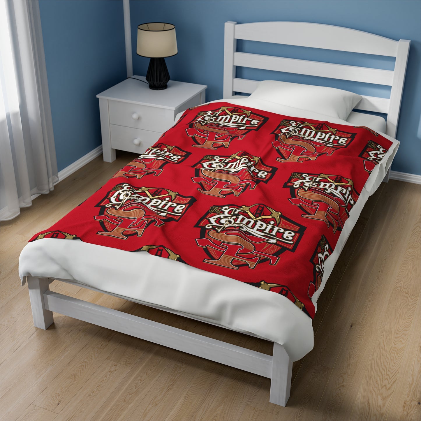 THE EMPIRE Velveteen Plush Blanket, Red Empire Niners Custom