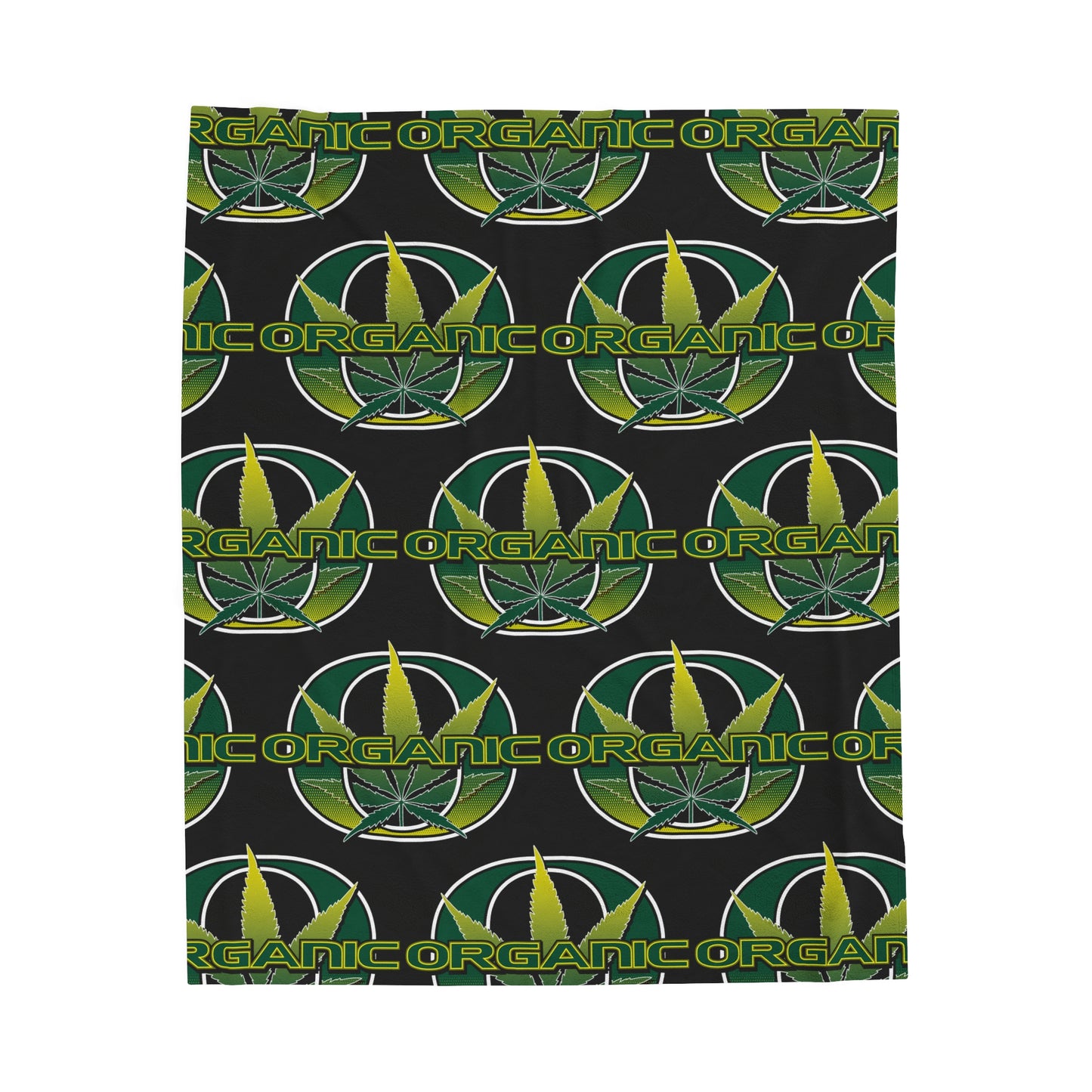 ORGANIC LEAF Velveteen Plush Blanket, Black Oregon Leaf Motif