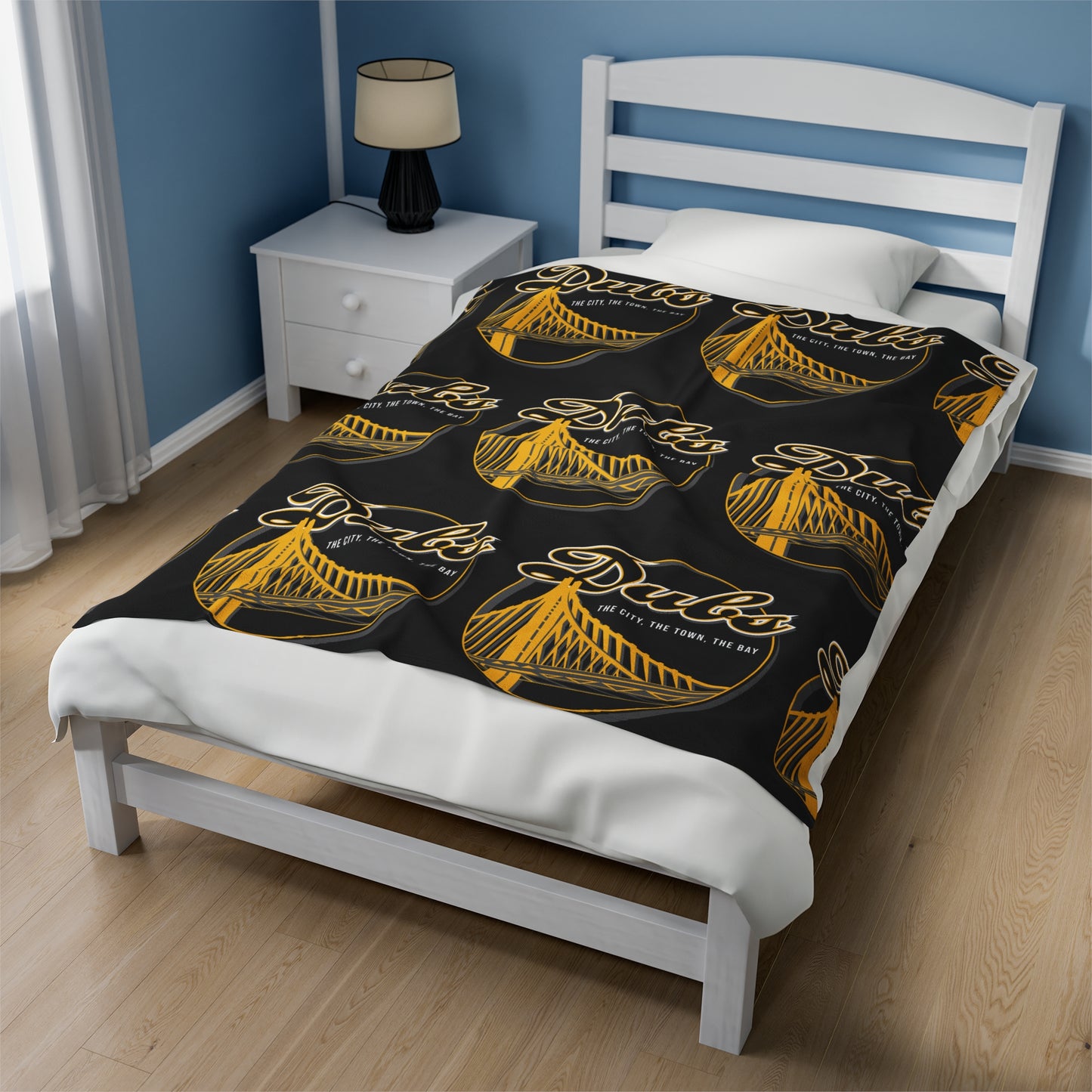 DUBS Velveteen Plush Blanket, Black Bay Area Dubs Custom Bridge
