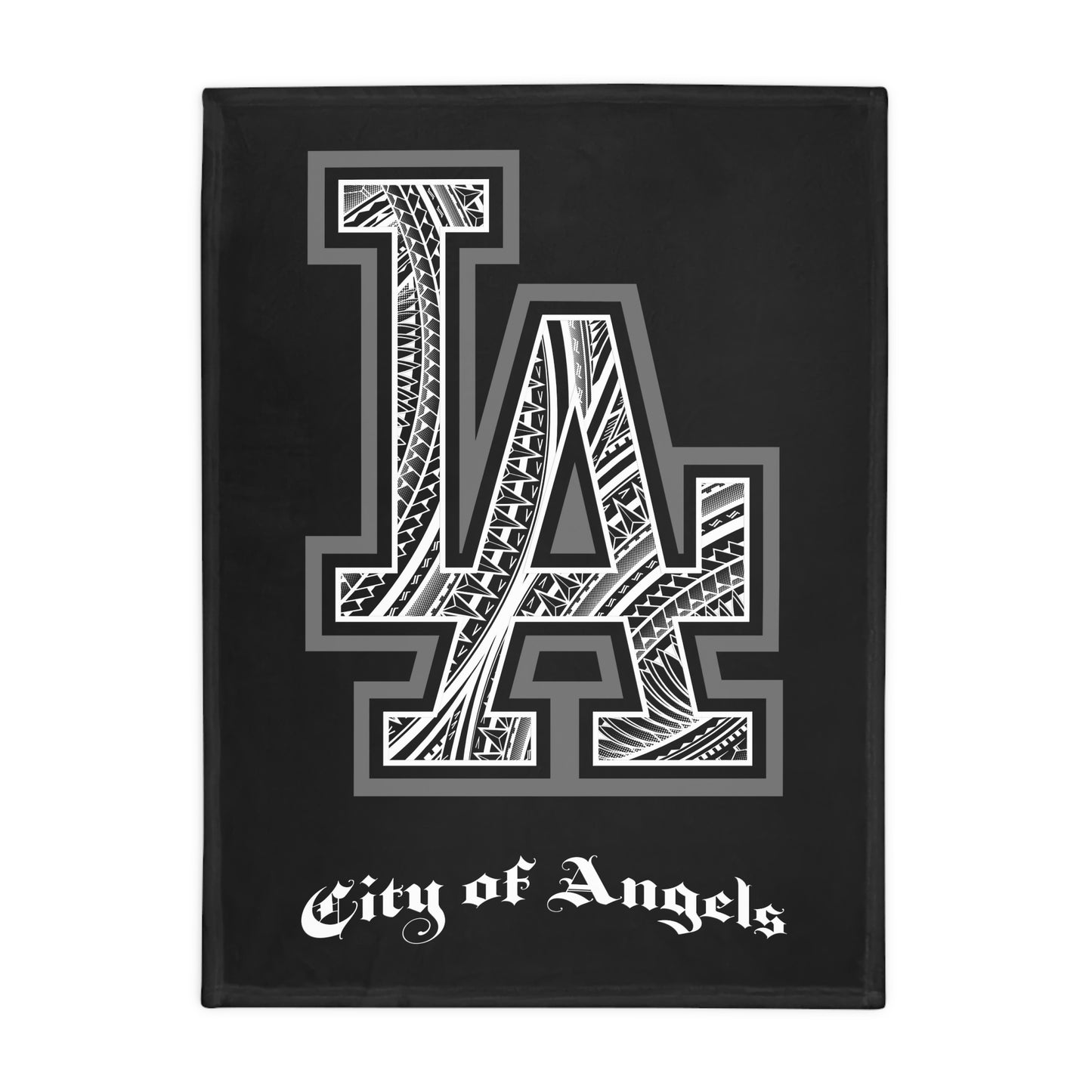 LA TRIBAL Plush Fleece Blanket, Black City of Angels, LA Tribal Turf