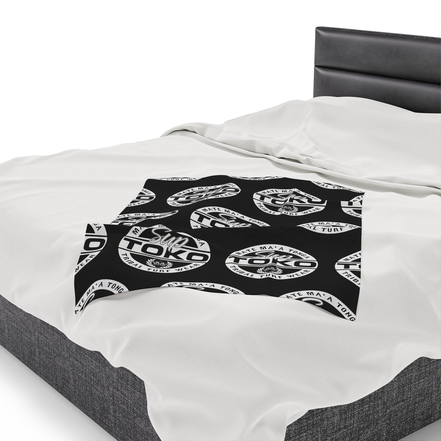 SUP TOKO TTW Velveteen Plush Blanket, Black Tribal Turf Wear Design