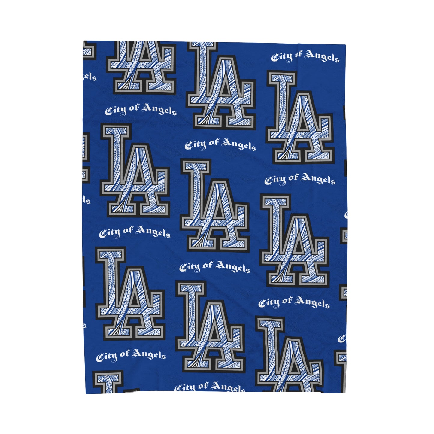 LA TRIBAL Velveteen Plush Blanket, Blue City of Angels LA Tribal