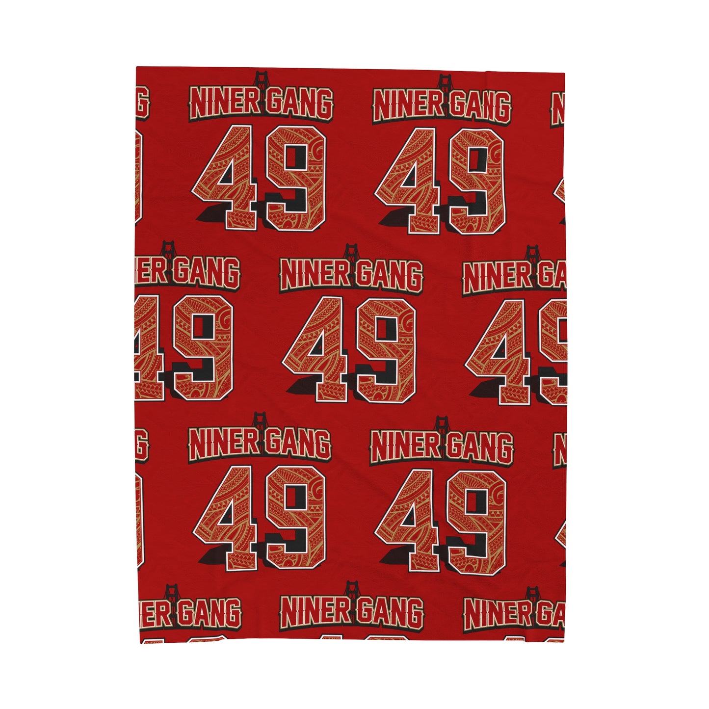NINERGANG Velveteen Plush Blanket, Red Niner Gang Design 49 Tribal