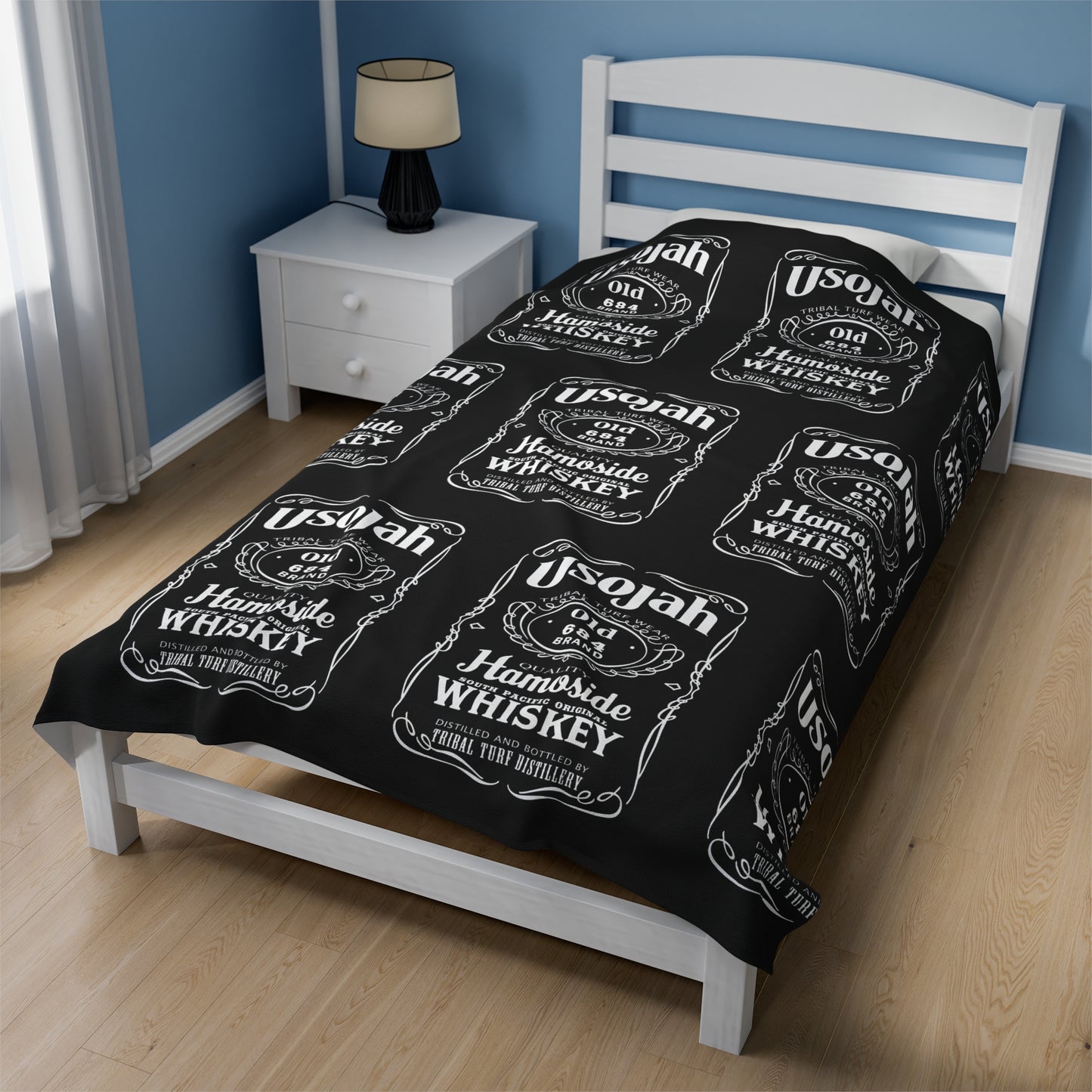 USOJAH OLD 684 Velveteen Plush Blanket, Black Samoa Whiskey