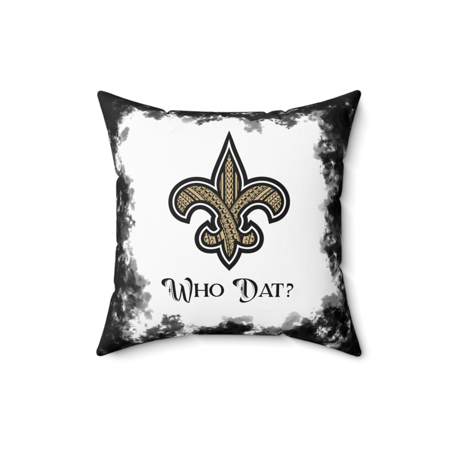 Who Dat Tribal Faux Suede Square Pillow Saints Tribal, Fan Cave Gift