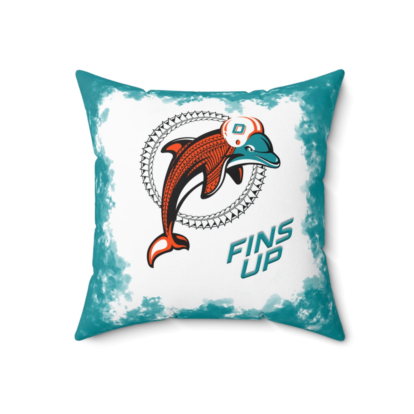 Fins Up Tribal Faux Suede Square Pillow Dolphins Tribal Faux Suede