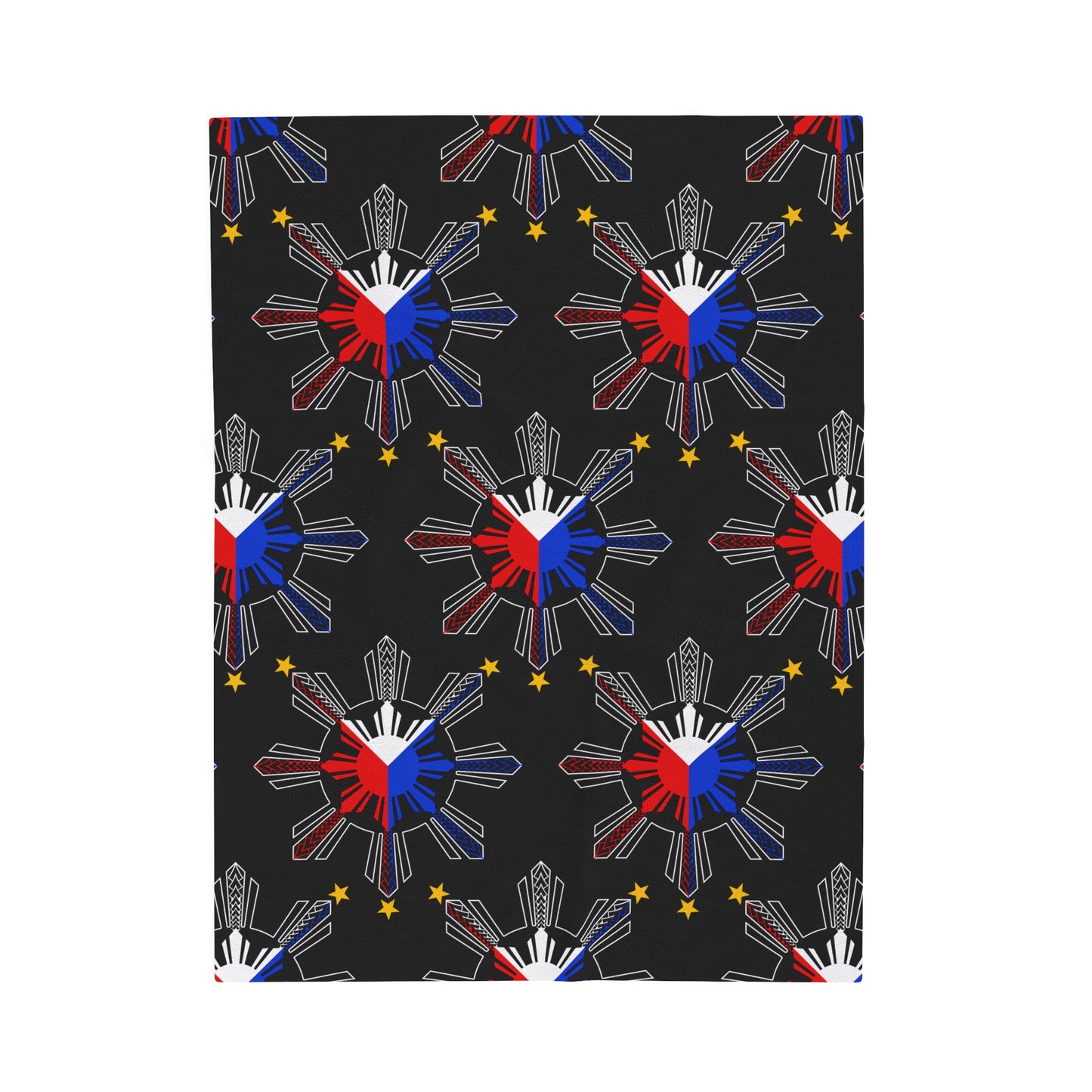 FILIPINO PROVINCE TRIBAL Velveteen Plush Blanket, Black Filipino Design