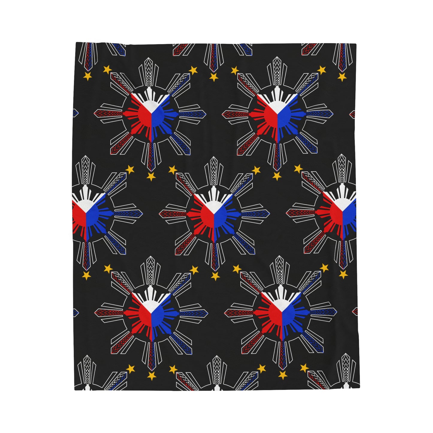 FILIPINO PROVINCE TRIBAL Velveteen Plush Blanket, Black Filipino Design