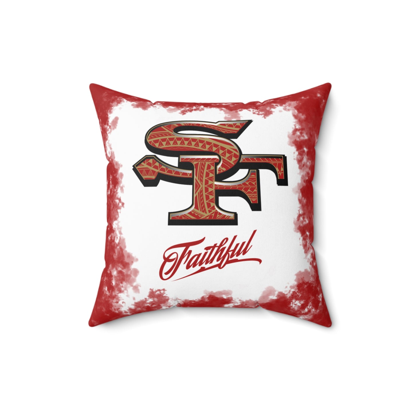 SF Faithful Tribal Faux Suede Square Pillow Niners Tribal, Fan Cave Gift