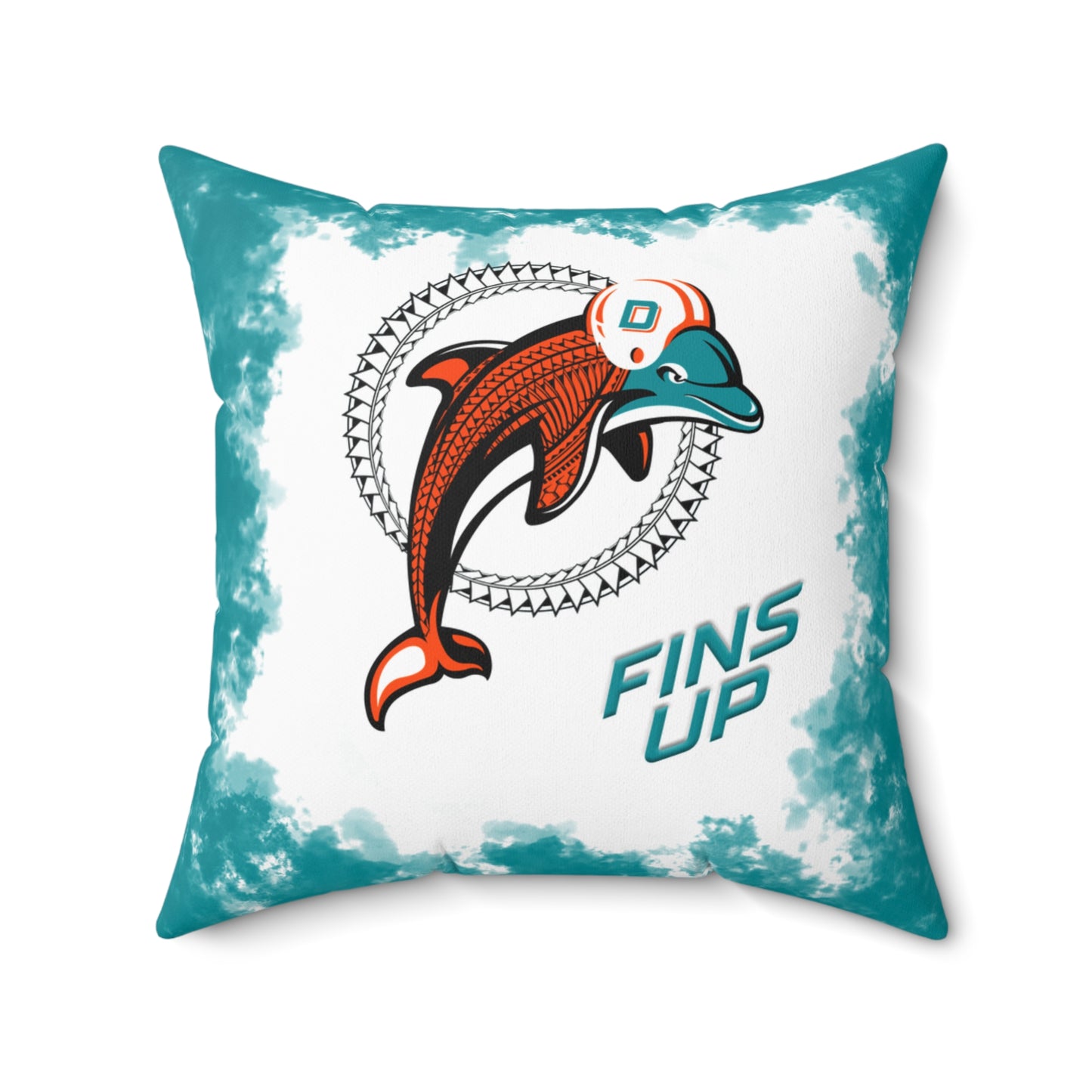 Fins Up Tribal Faux Suede Square Pillow Dolphins Tribal Faux Suede