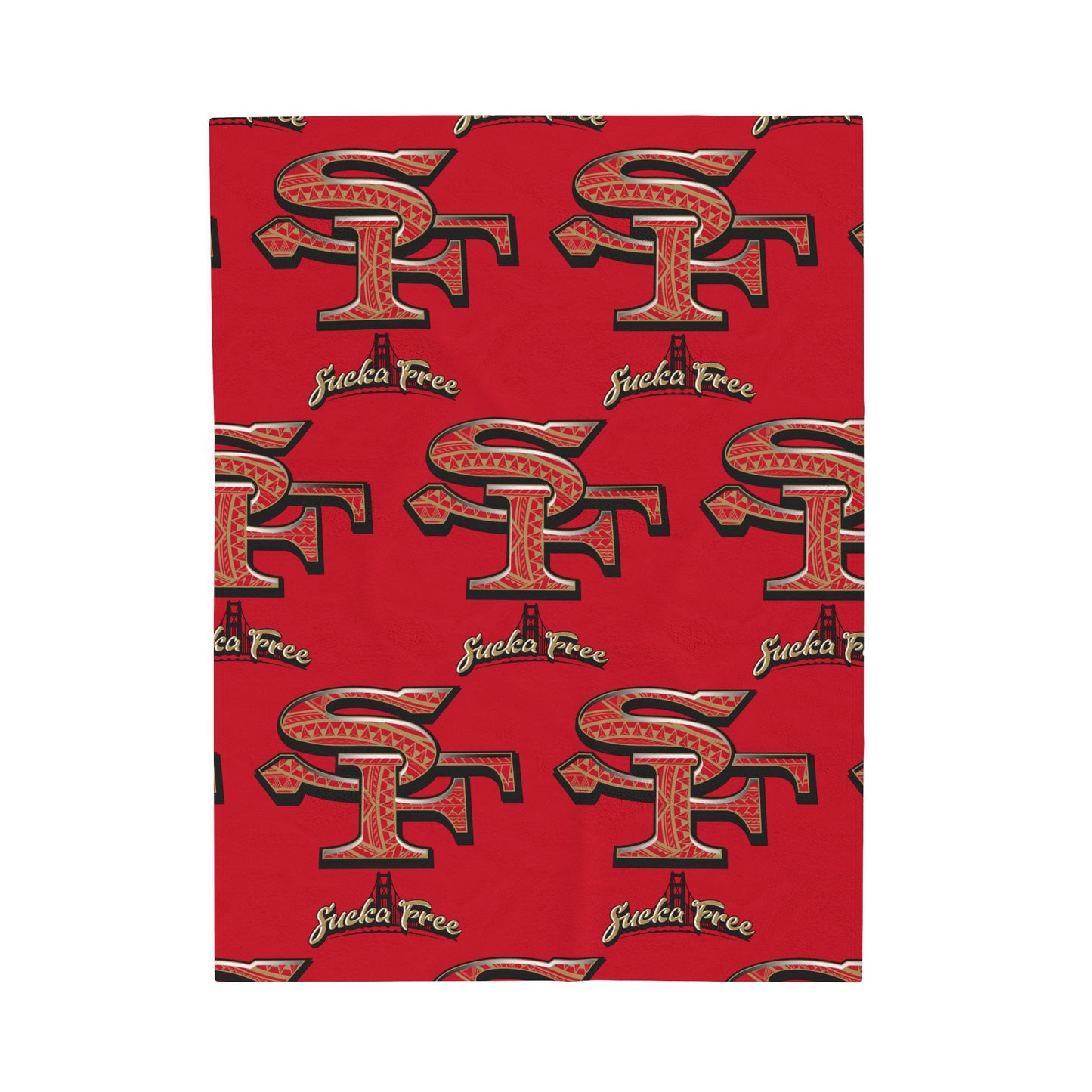 SF SUCKA FREE Velveteen Plush Blanket, Red Urban SF Tribal