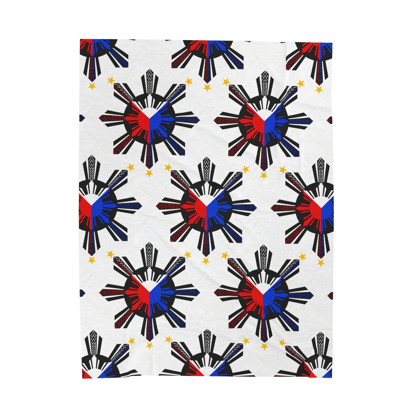 FILIPINO PROVINCE TRIBAL Velveteen Plush Blanket, White Filipino Design