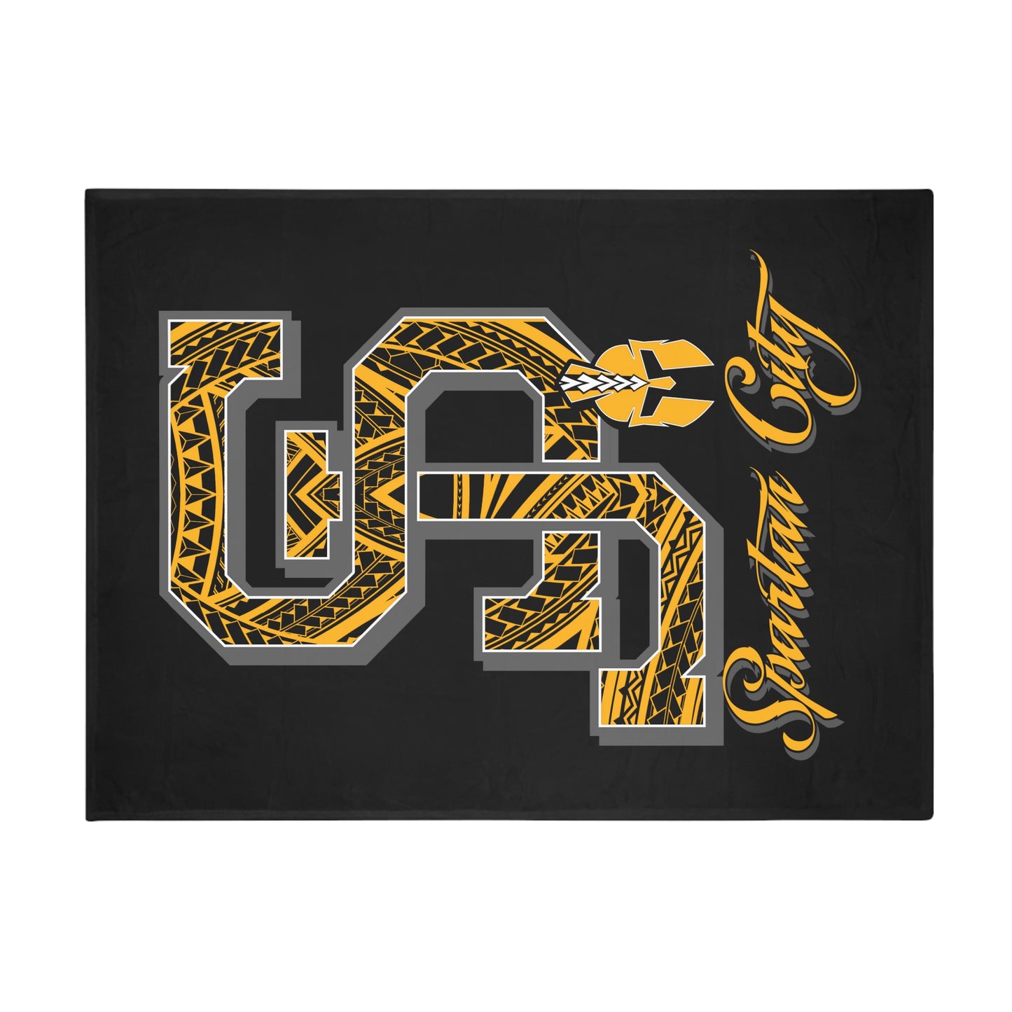 SJ SPARTAN CITY Plush Fleece Blanket, Black Custom SJ