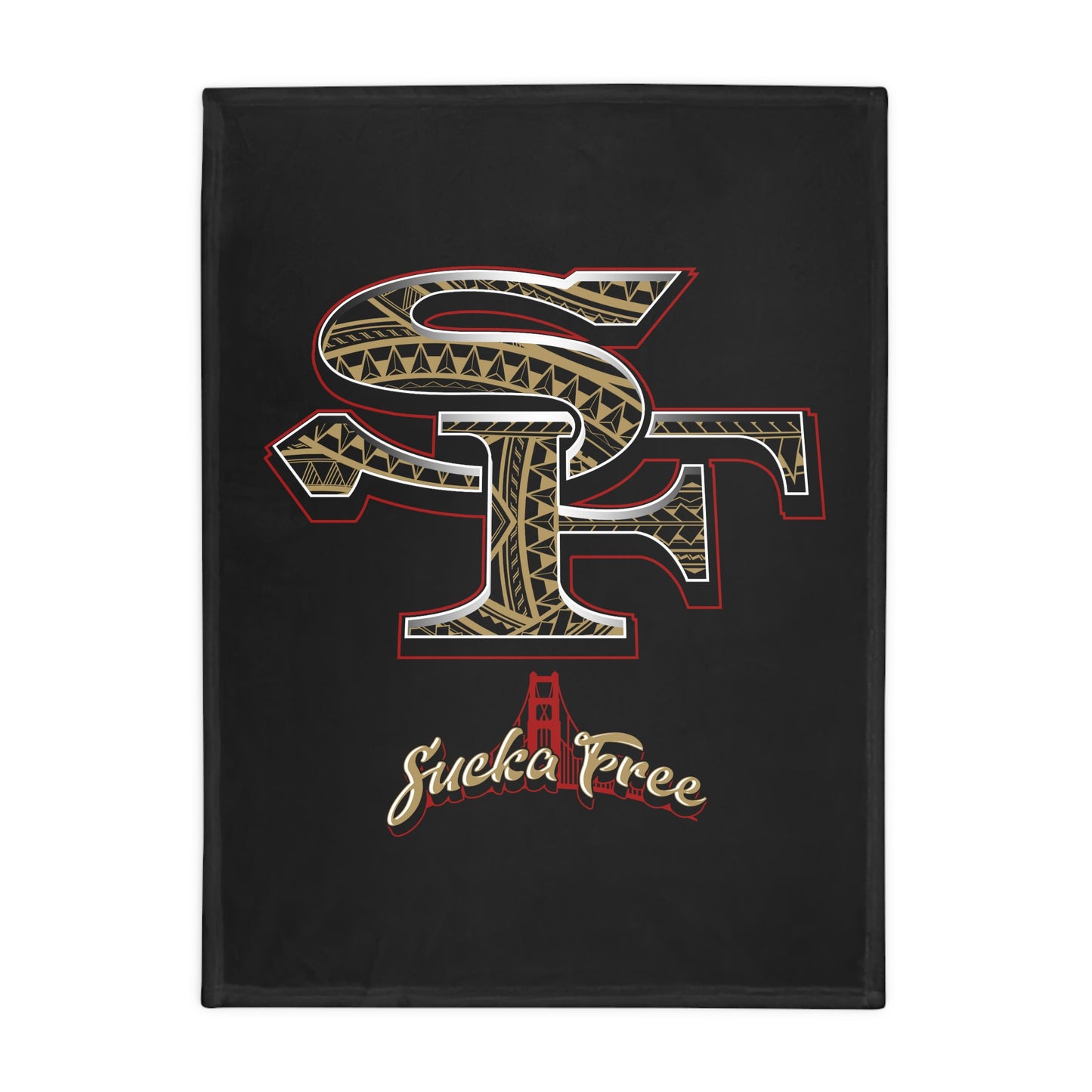 SF SUCKA FREE Plush Fleece Blanket, Black SF Urban Tribal Turf