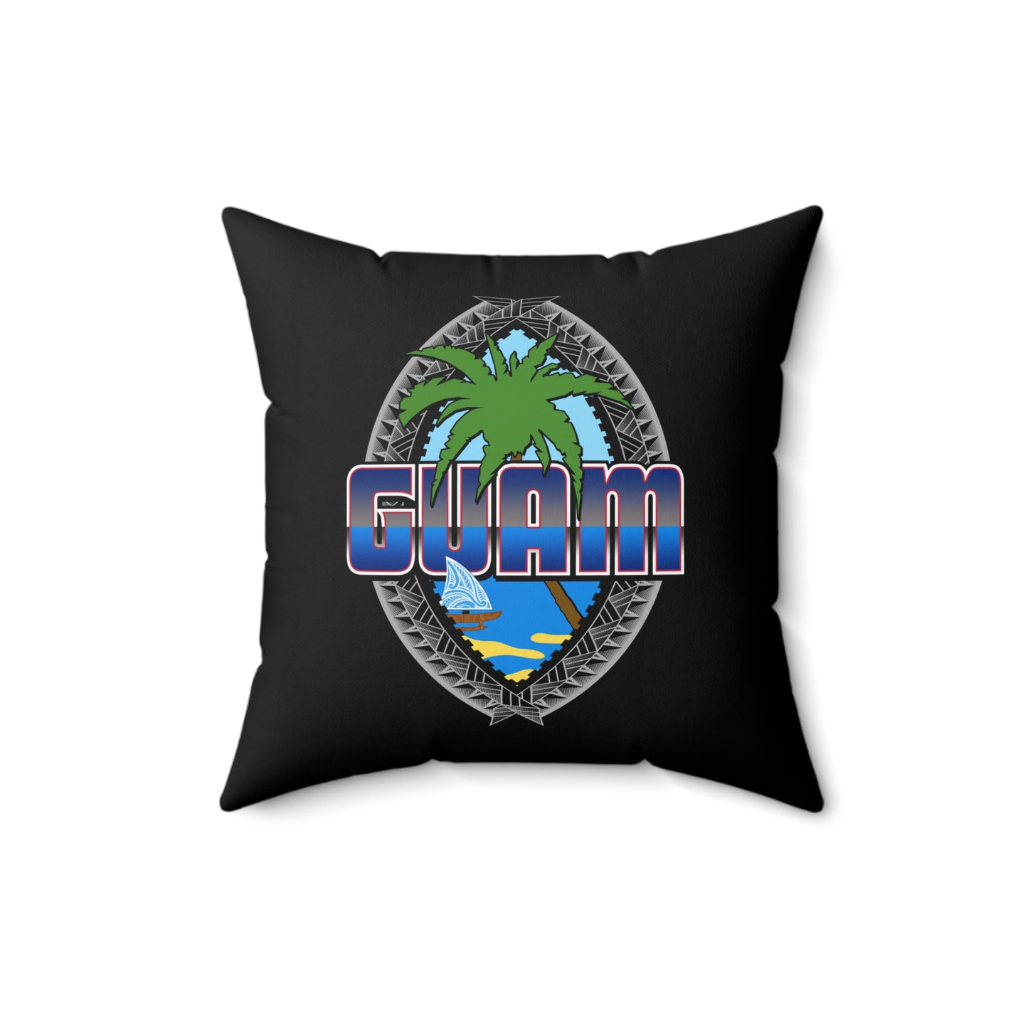 Guam Faux Suede Square Pillow Guam Seal Tribal Pillow Faux Suede