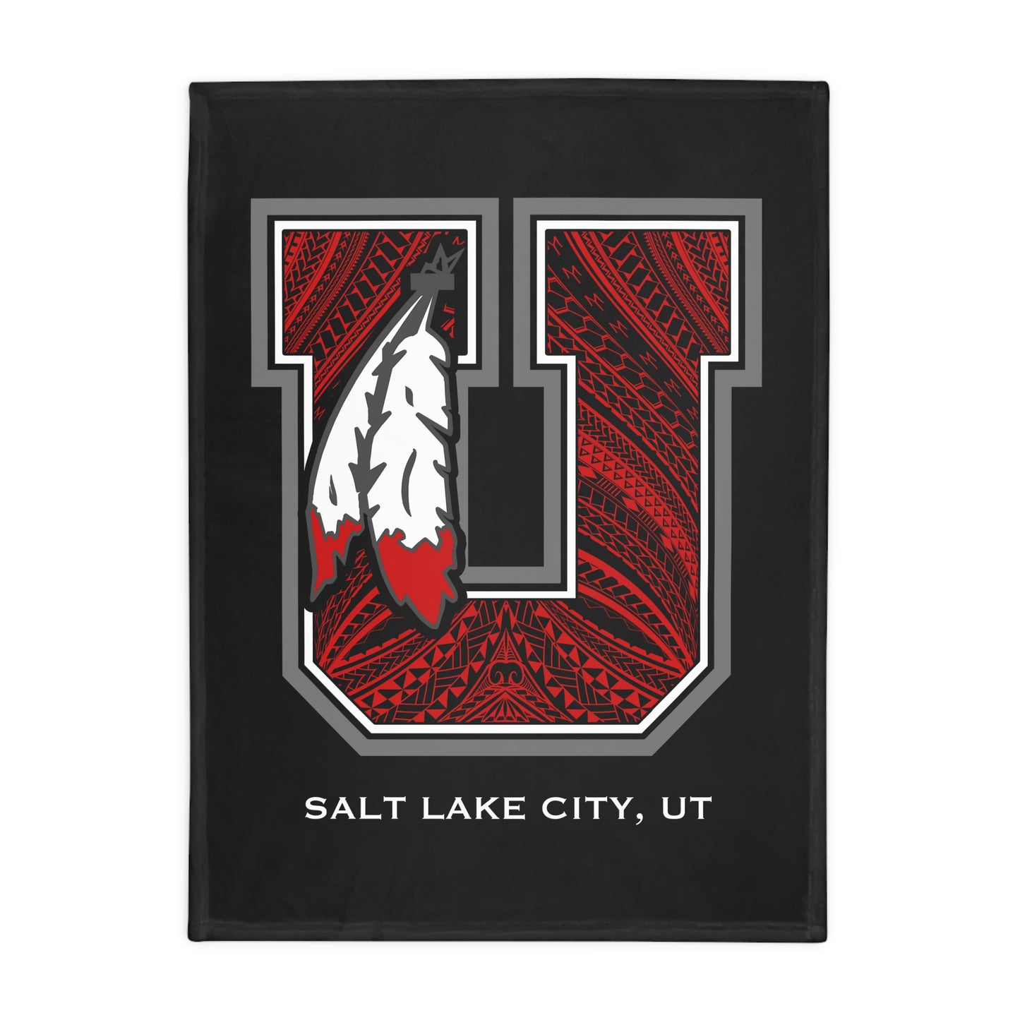UTES TRIBAL Plush Fleece Blanket, Black Utes Blackout Design