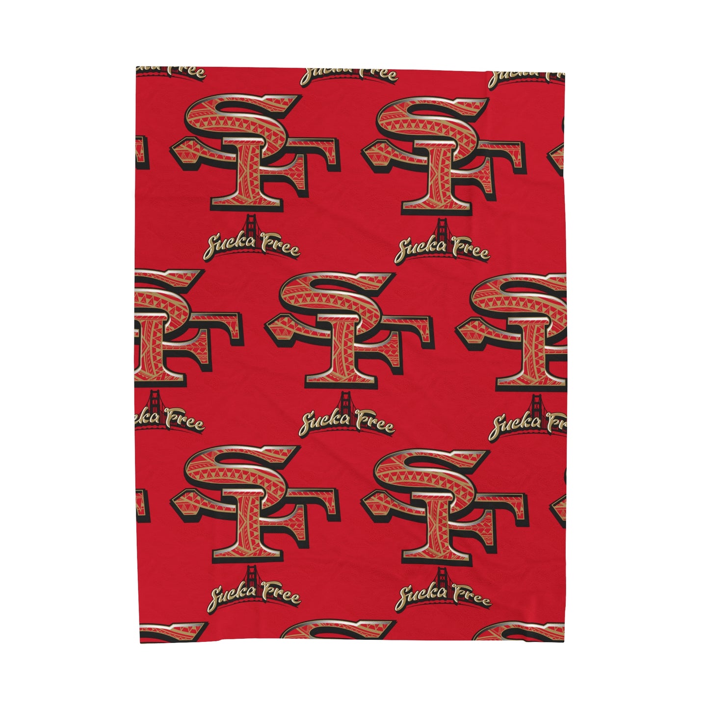SF SUCKA FREE Velveteen Plush Blanket, Red Urban SF Tribal