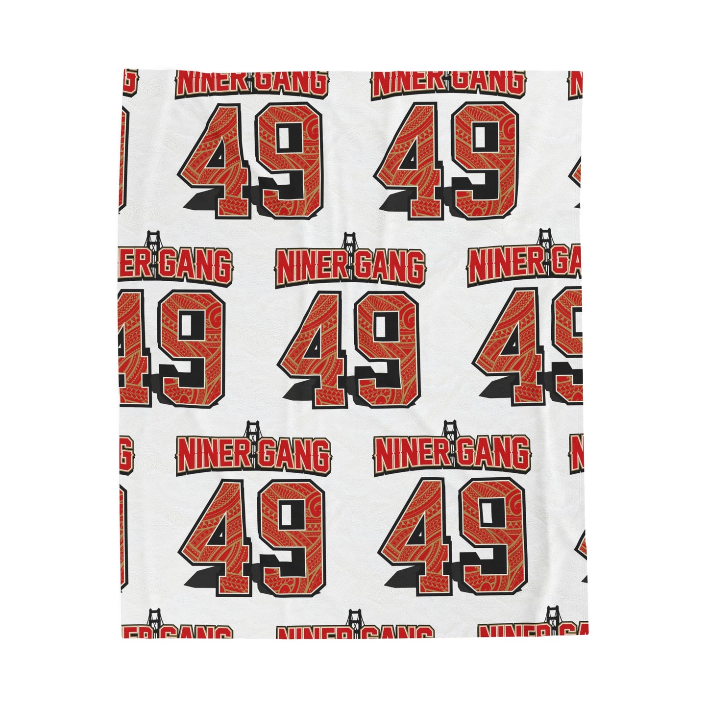 NINERGANG Velveteen Plush Blanket, White Niner Gang Design