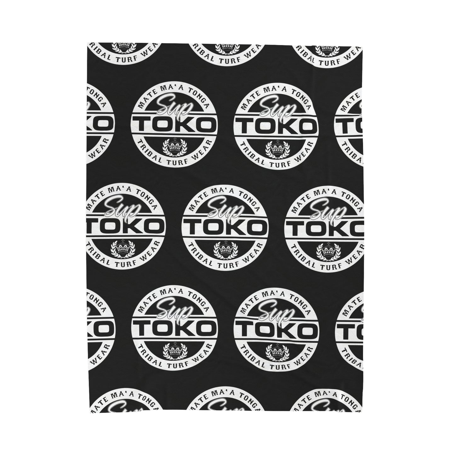 SUP TOKO TTW Velveteen Plush Blanket, Black Tribal Turf Wear Design