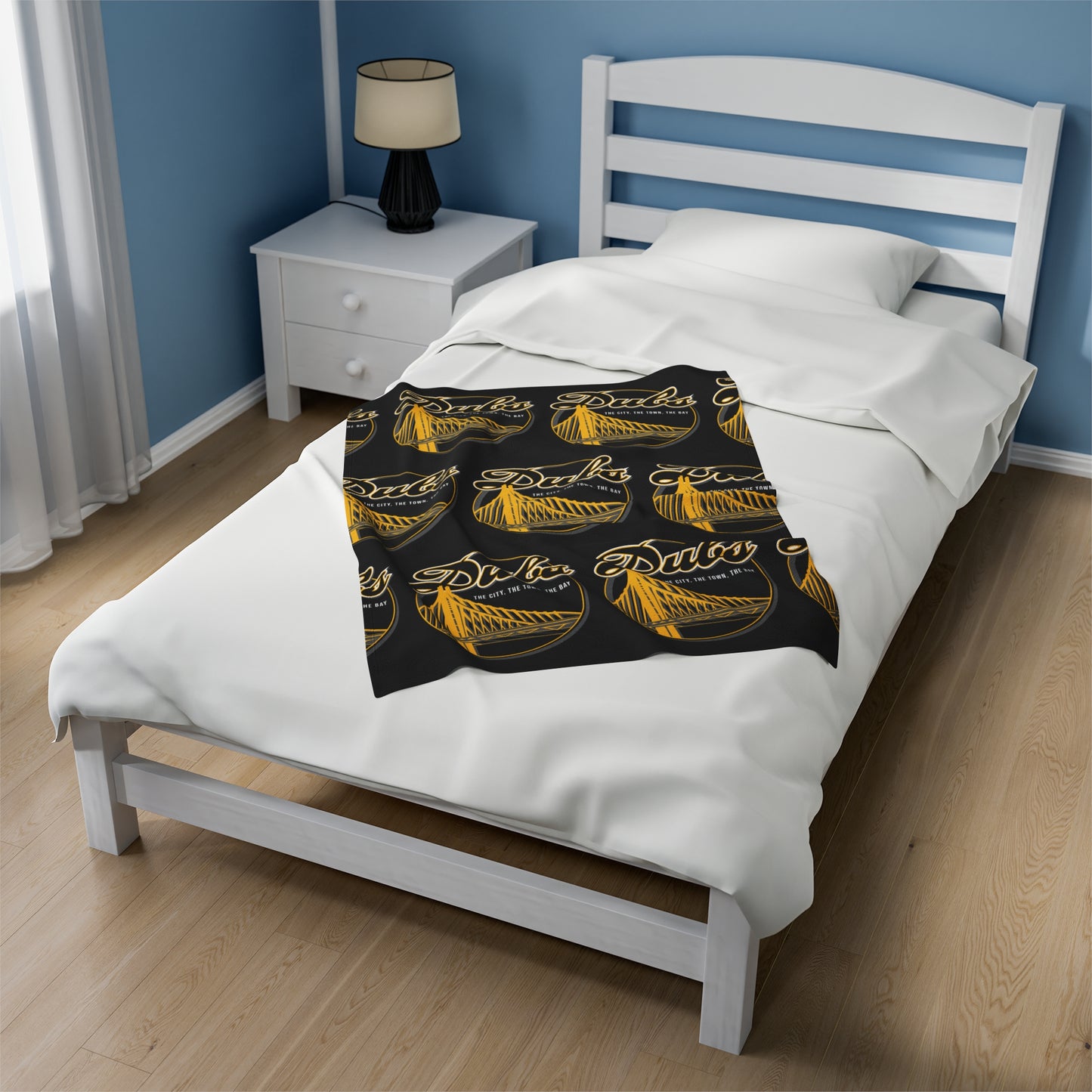 DUBS Velveteen Plush Blanket, Black Bay Area Dubs Custom Bridge