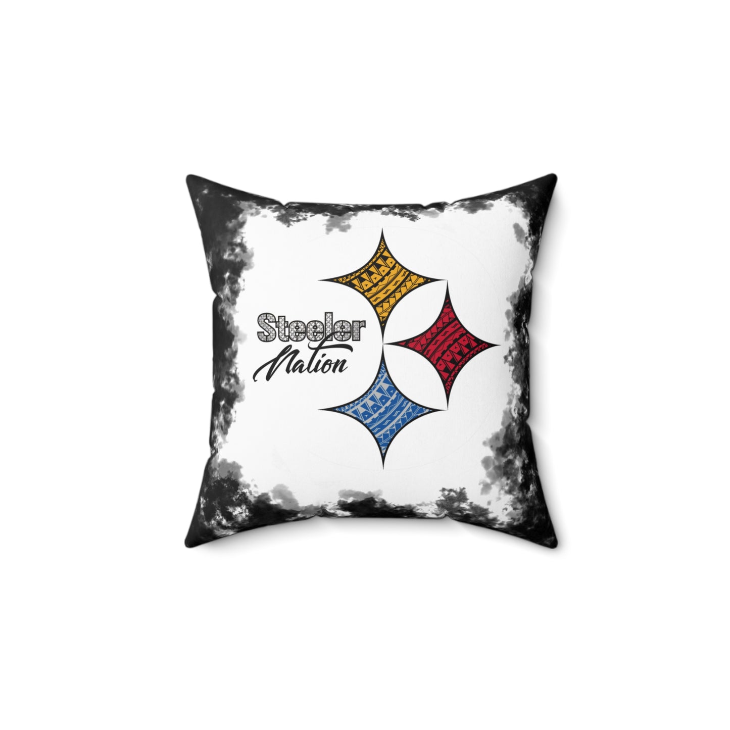 Steeler Nation Tribal Faux Suede Square Pillow Steelers Tribal Faux