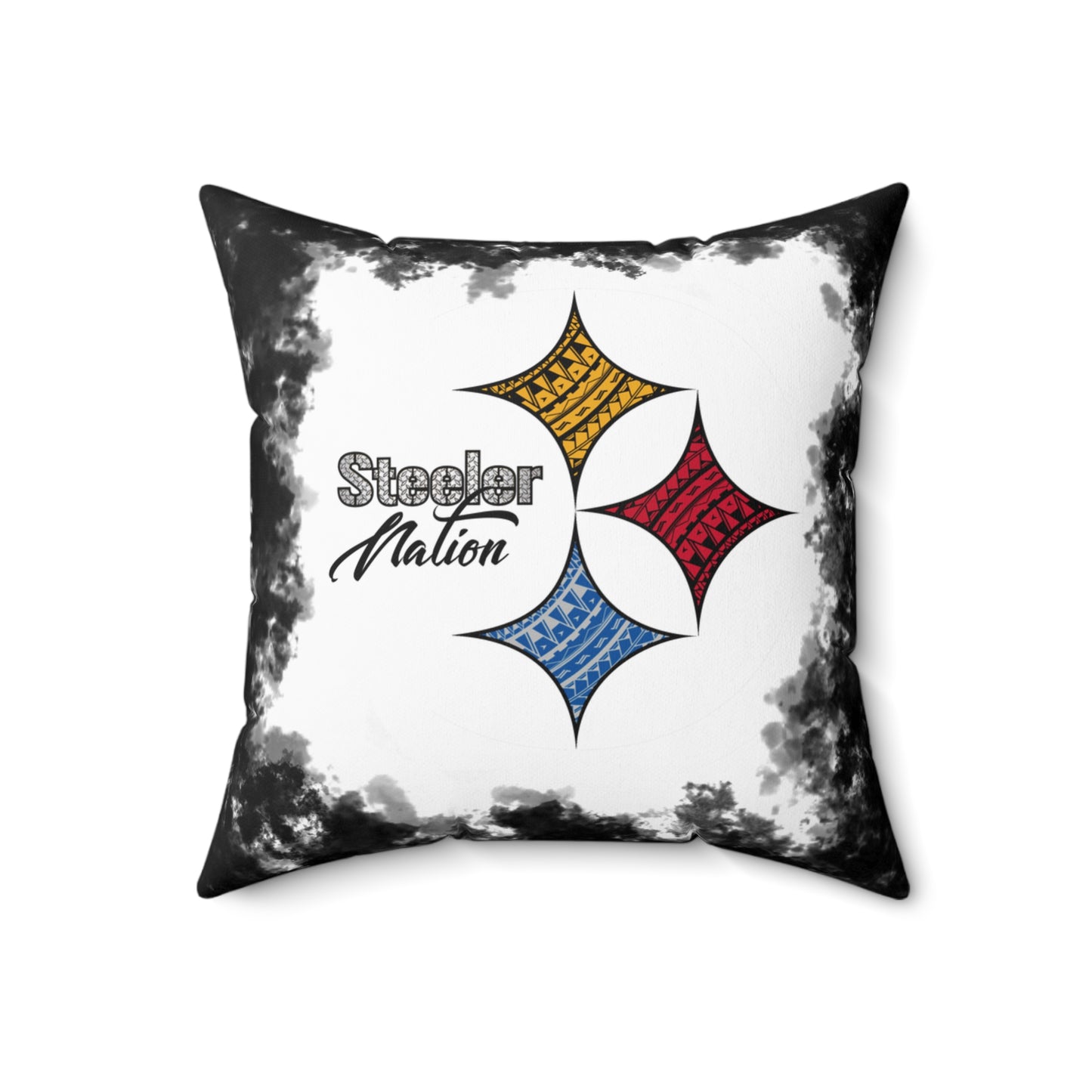Steeler Nation Tribal Faux Suede Square Pillow Steelers Tribal Faux
