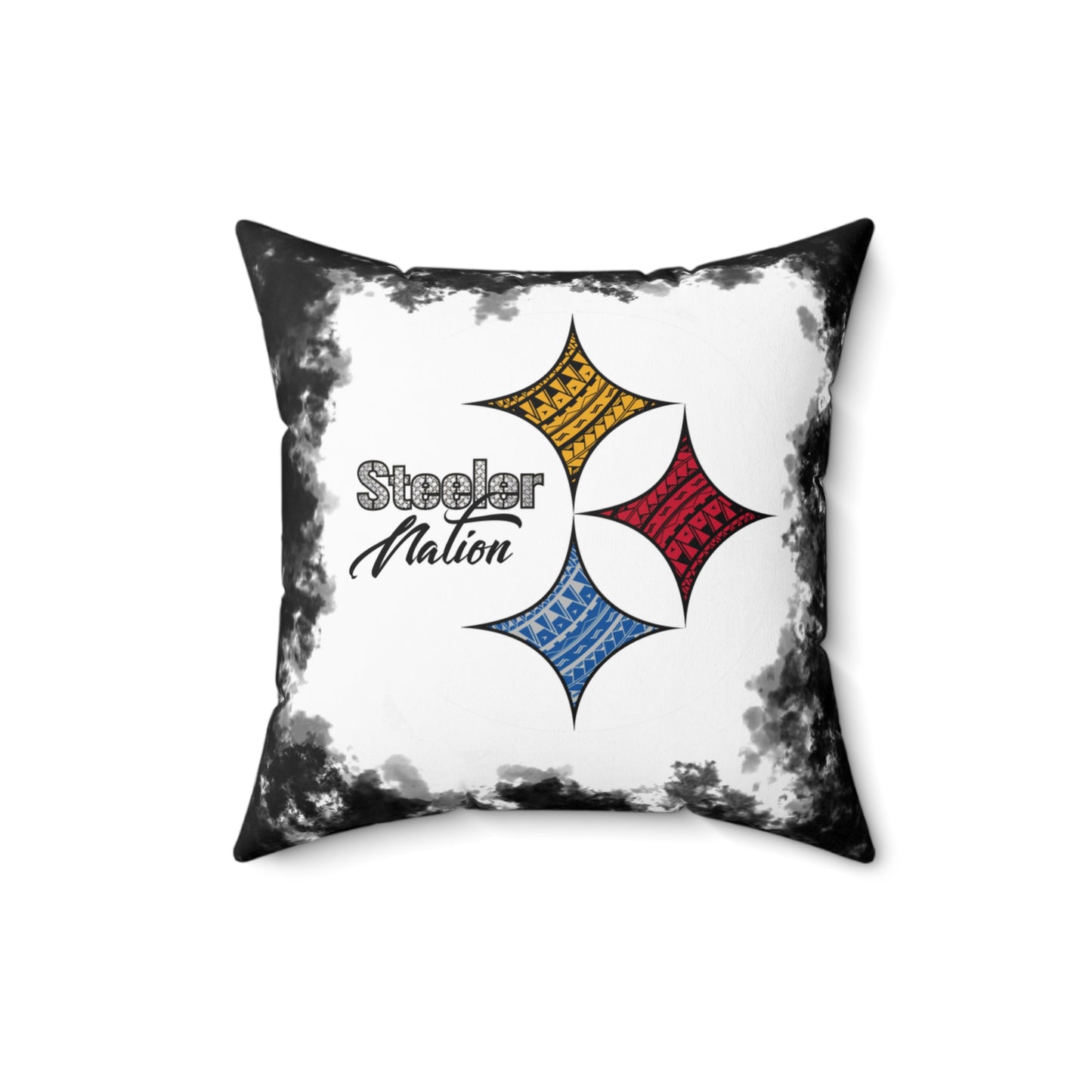 Steeler Nation Tribal Faux Suede Square Pillow Steelers Tribal Faux
