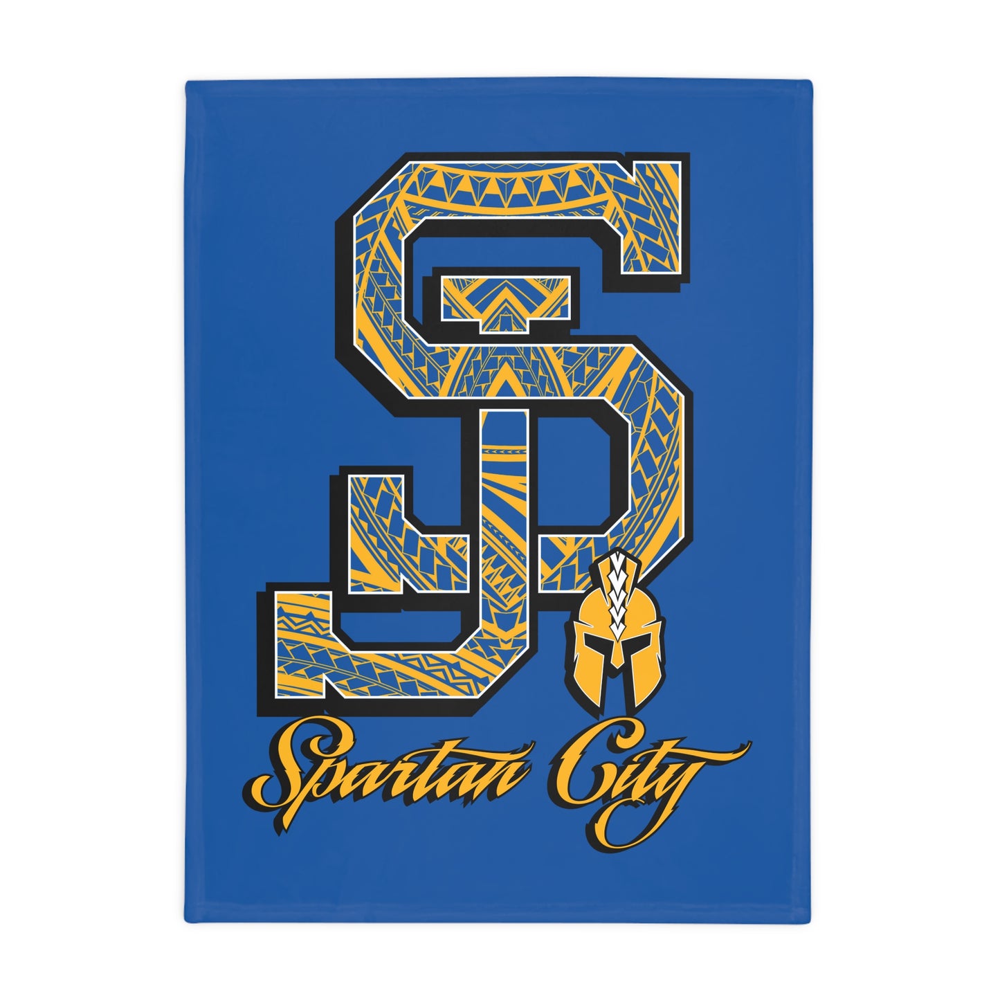 SJ SPARTAN CITY Plush Fleece Blanket, Blue Custom SJ