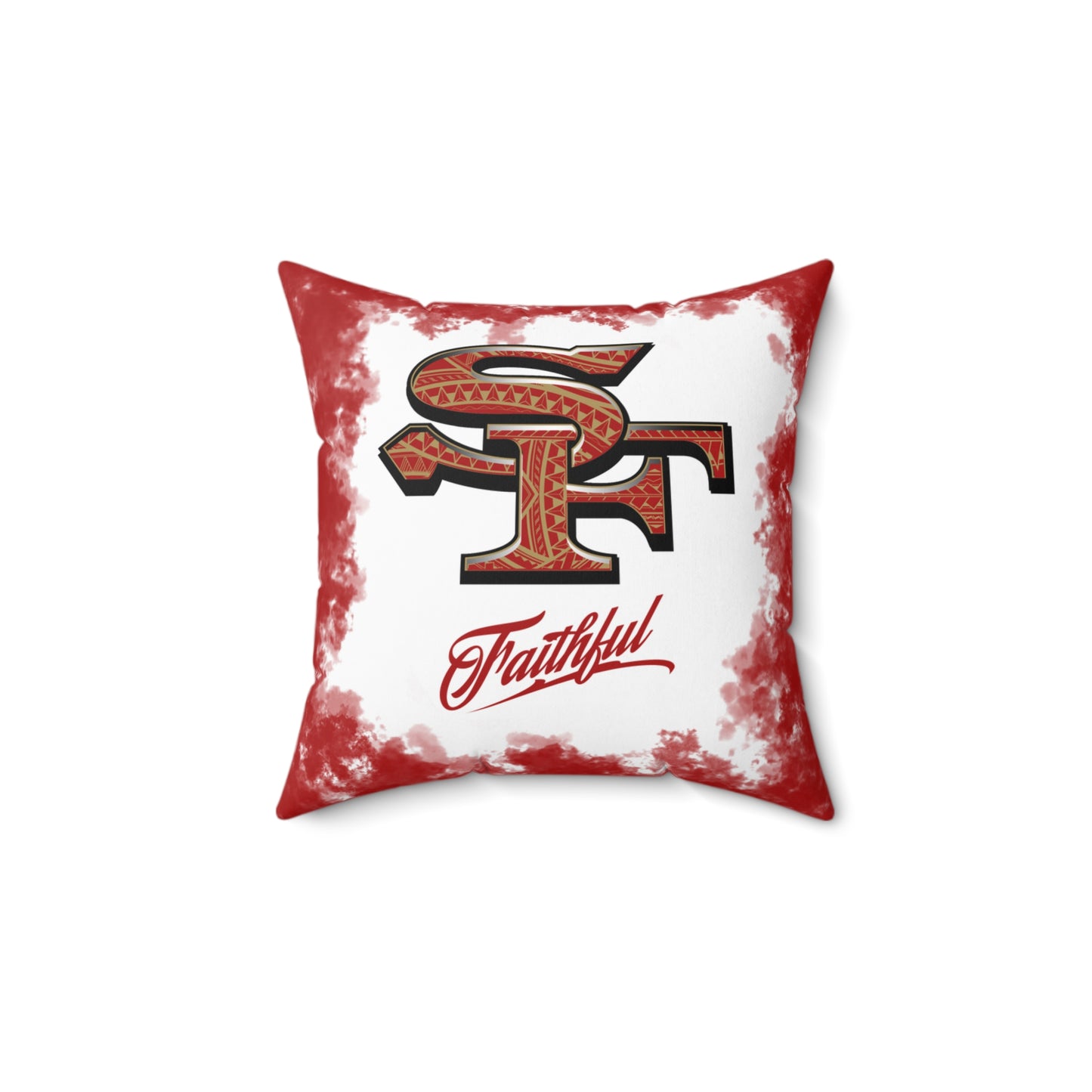 SF Faithful Tribal Faux Suede Square Pillow Niners Tribal, Fan Cave Gift