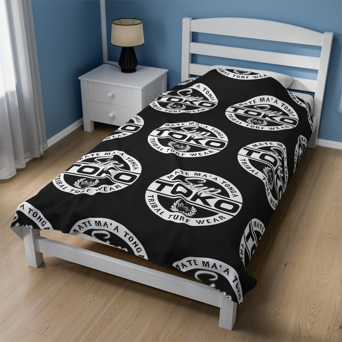 SUP TOKO TTW Velveteen Plush Blanket, Black Tribal Turf Wear Design