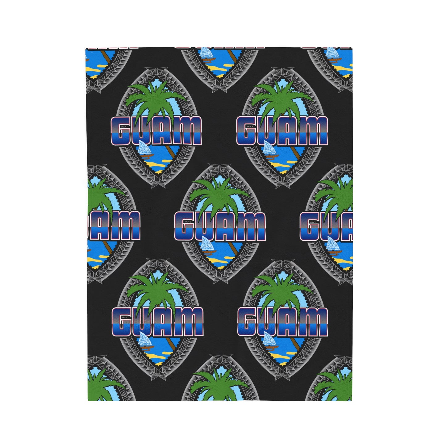 GUAM TRIBAL SEAL Velveteen Plush Blanket, Black Custom Guam Seal