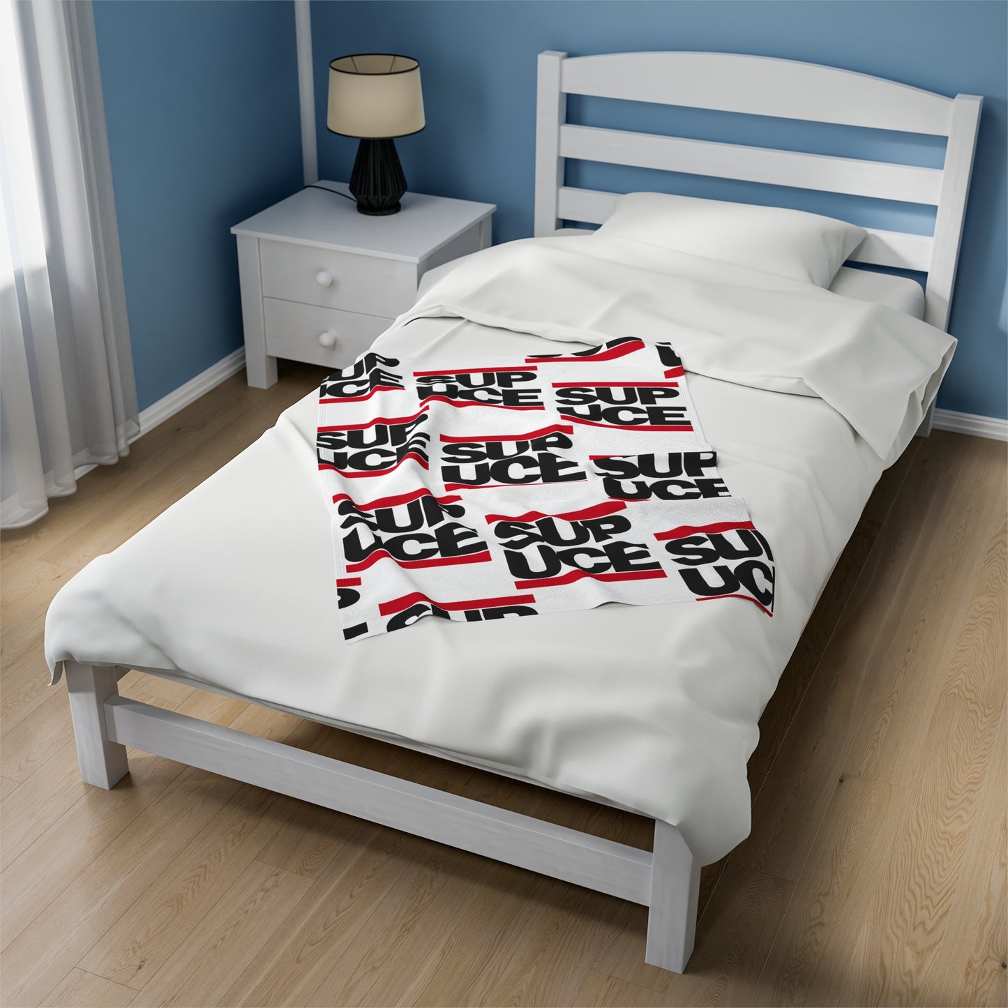 SUP UCE Velveteen Plush Blanket, White Hip Hop Homage Design