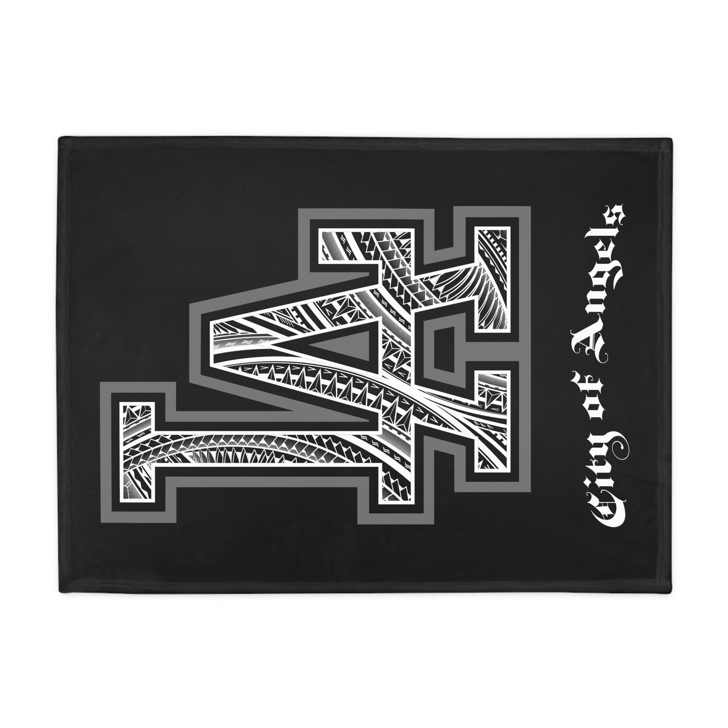 LA TRIBAL Plush Fleece Blanket, Black City of Angels, LA Tribal Turf