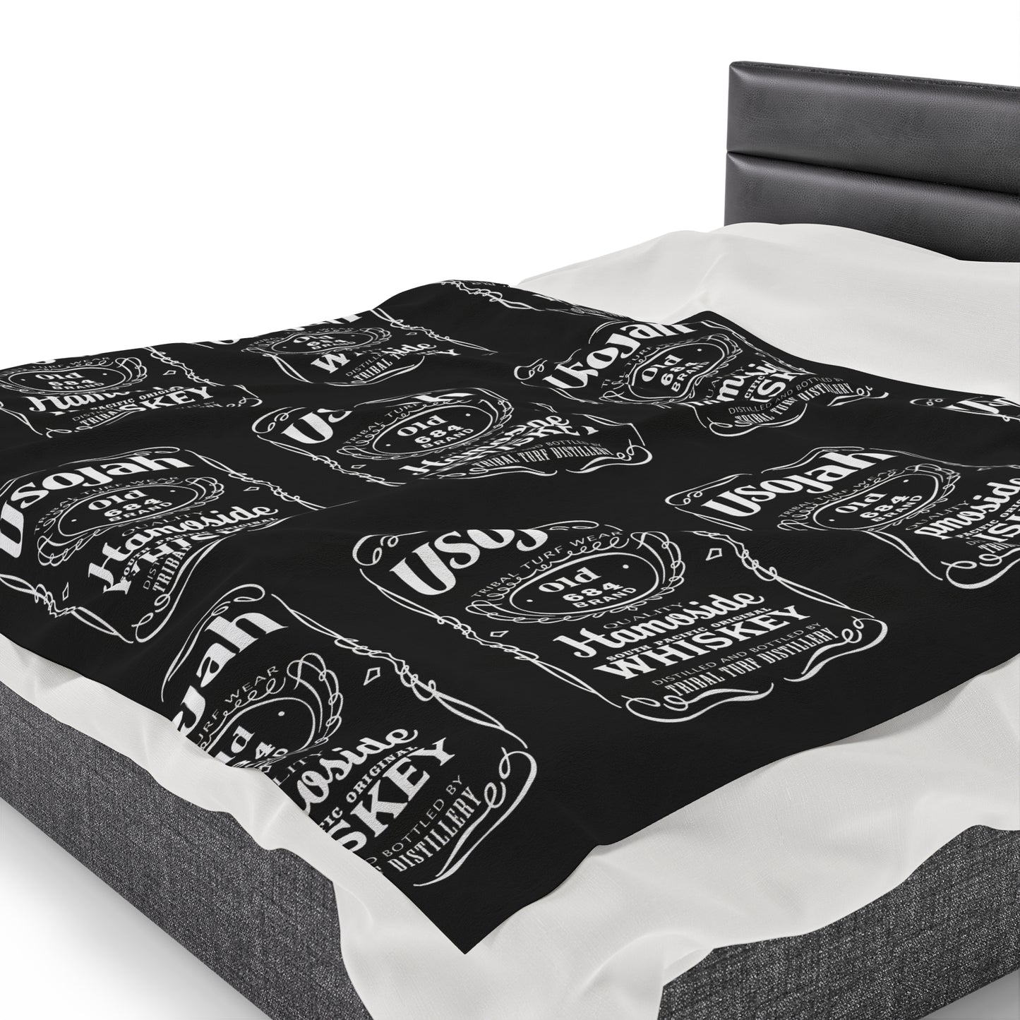 USOJAH OLD 684 Velveteen Plush Blanket, Black Samoa Whiskey