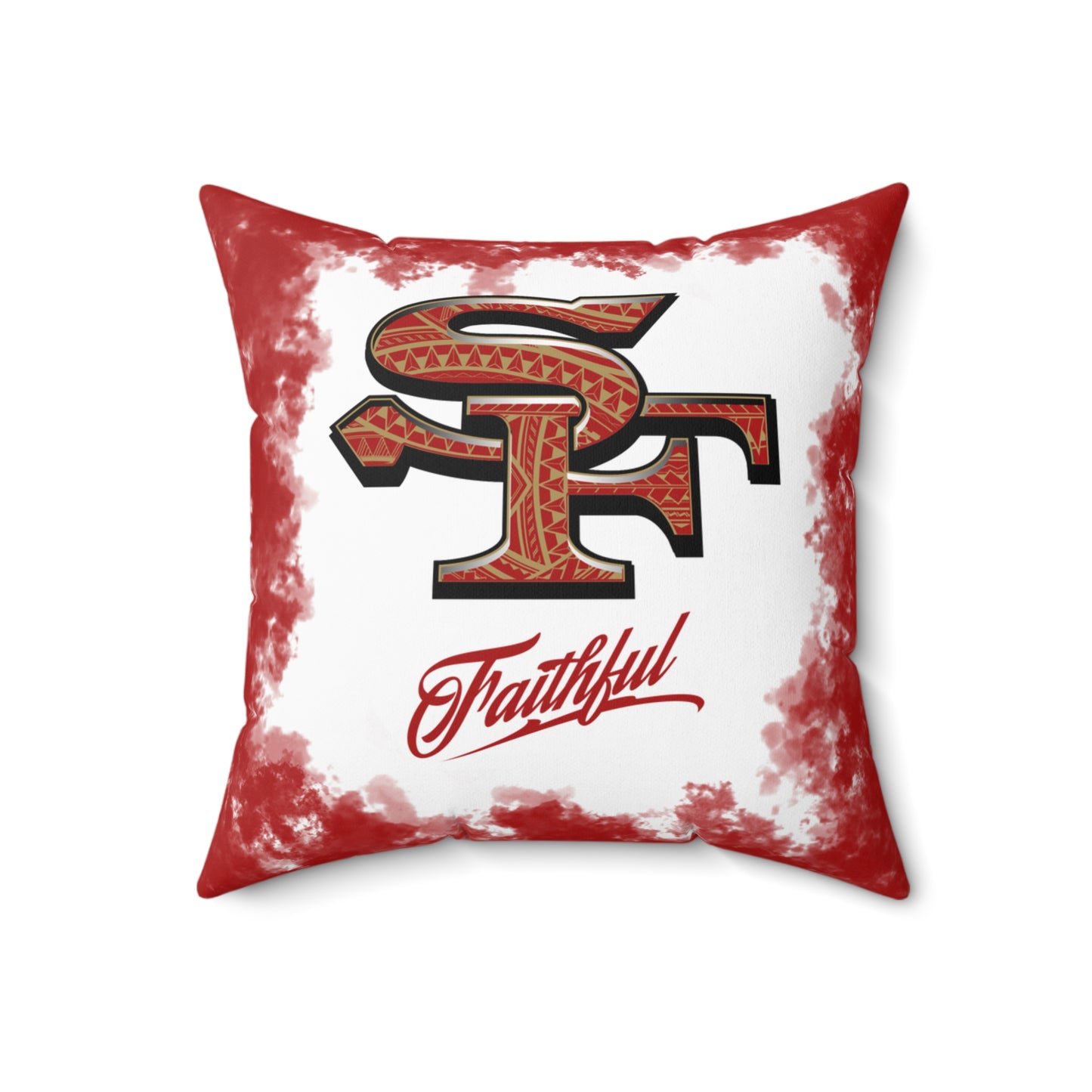 SF Faithful Tribal Faux Suede Square Pillow Niners Tribal, Fan Cave Gift