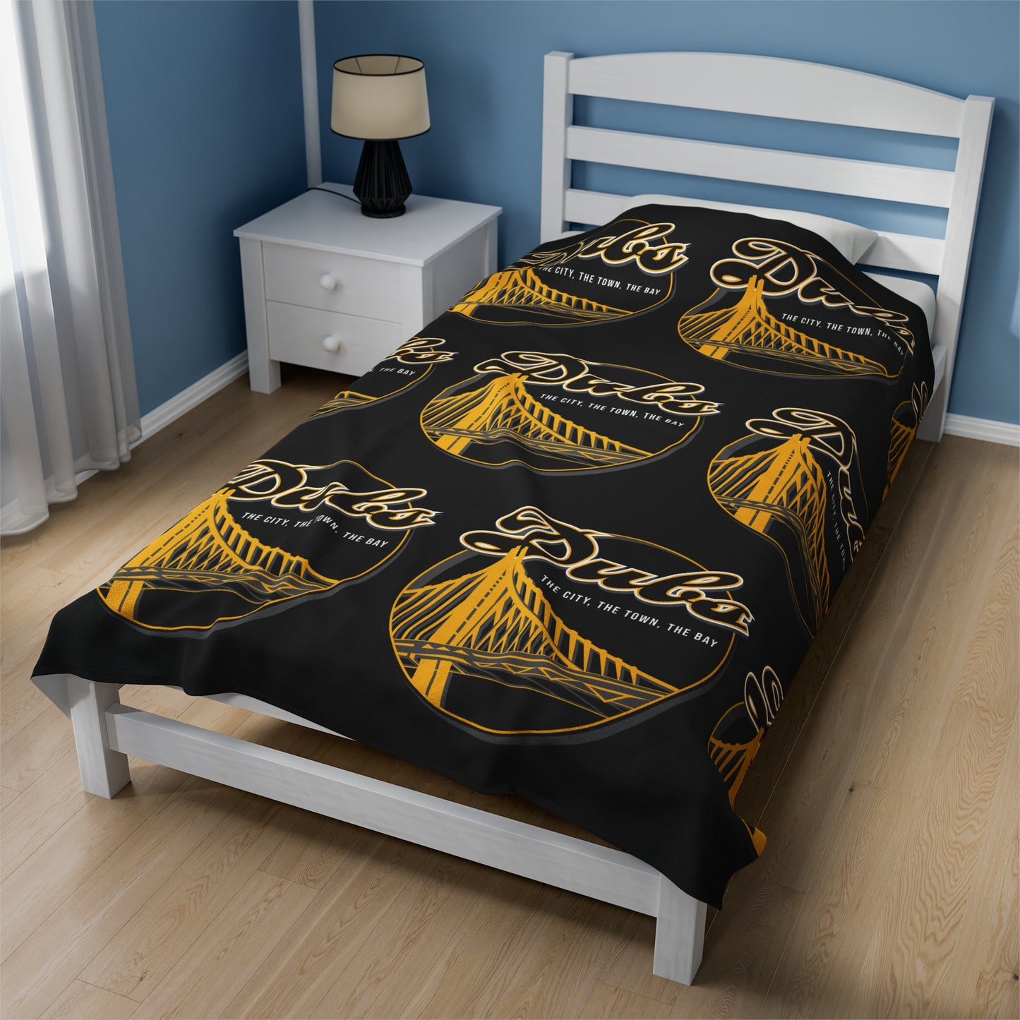 DUBS Velveteen Plush Blanket, Black Bay Area Dubs Custom Bridge