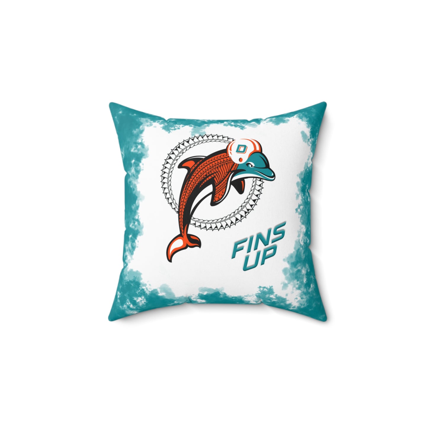 Fins Up Tribal Faux Suede Square Pillow Dolphins Tribal Faux Suede