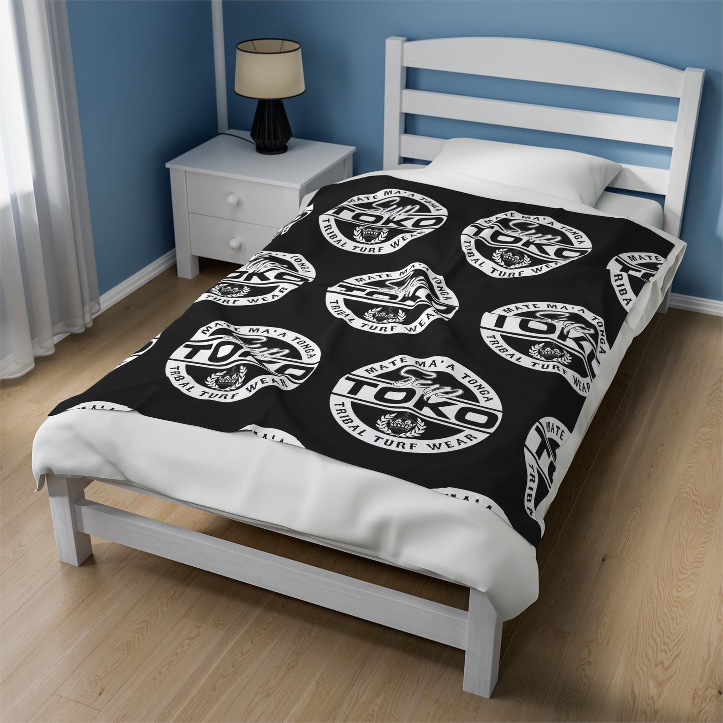 SUP TOKO TTW Velveteen Plush Blanket, Black Tribal Turf Wear Design