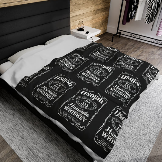 USOJAH OLD 684 Velveteen Plush Blanket, Black Samoa Whiskey