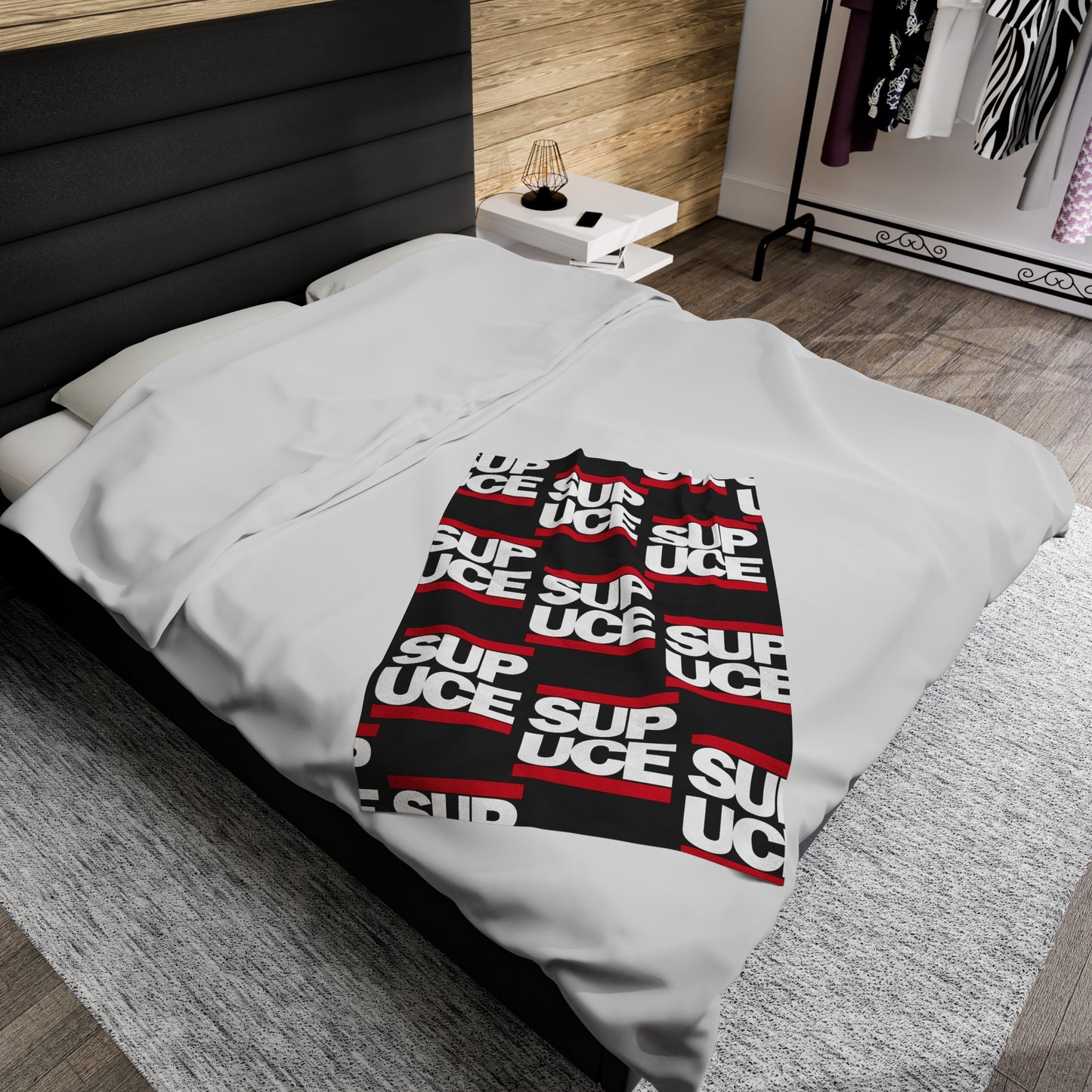 SUP UCE Velveteen Plush Blanket, Black Hip Hop Homage Design