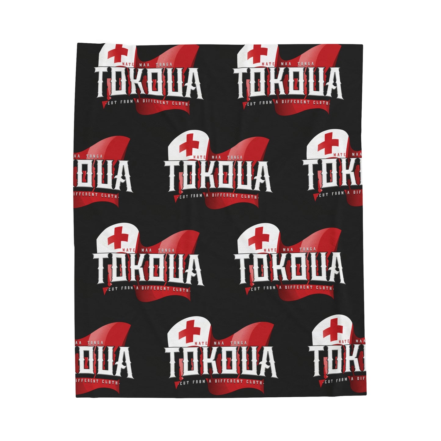 TOKOUA Velveteen Plush Blanket, Black Tribal Turf Wear Design