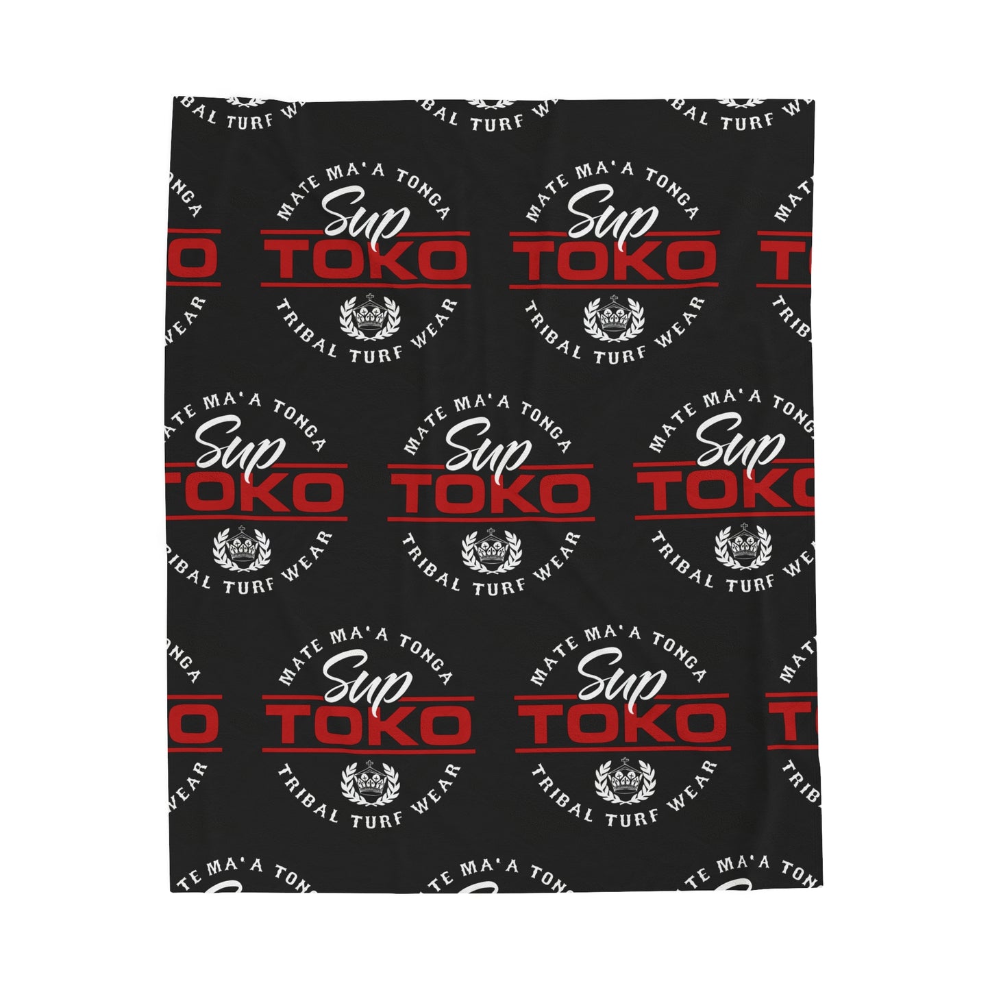 SUP TOKO TTW Velveteen Plush Blanket, Black Tribal Turf Wear Design