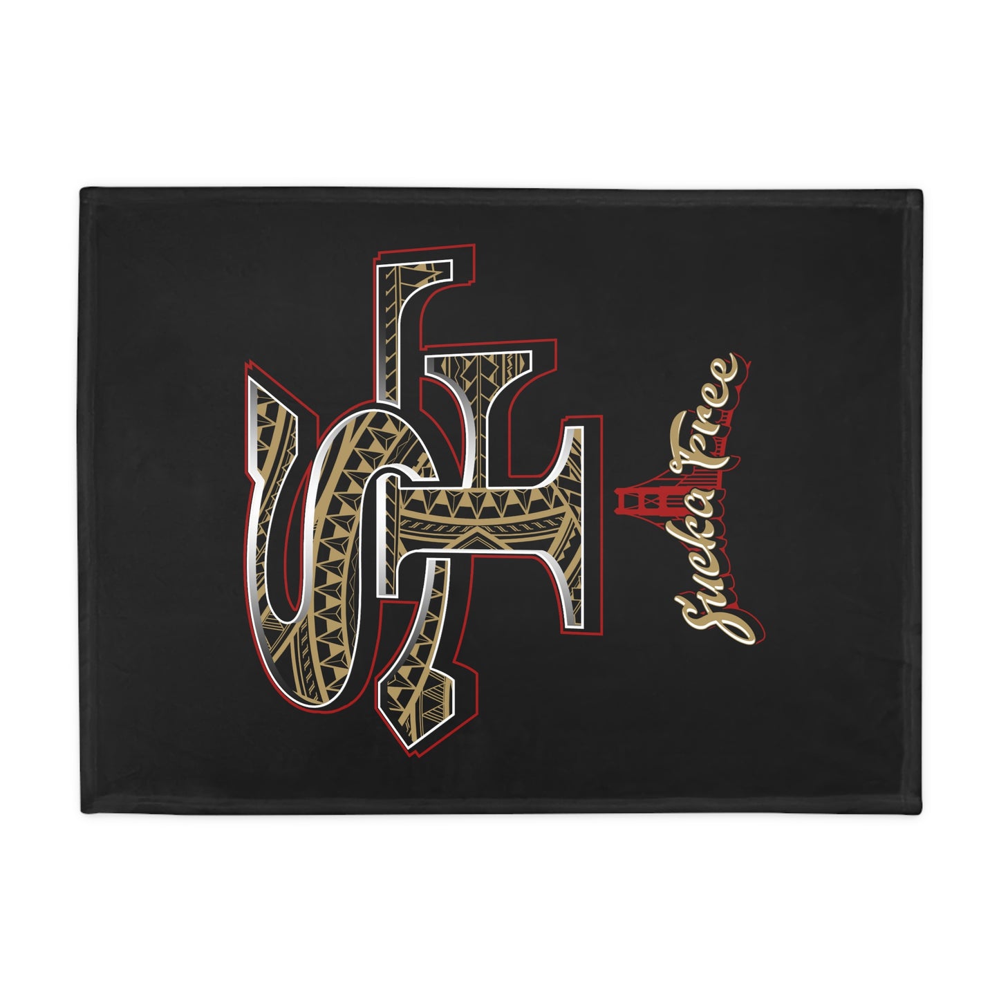 SF SUCKA FREE Plush Fleece Blanket, Black SF Urban Tribal Turf
